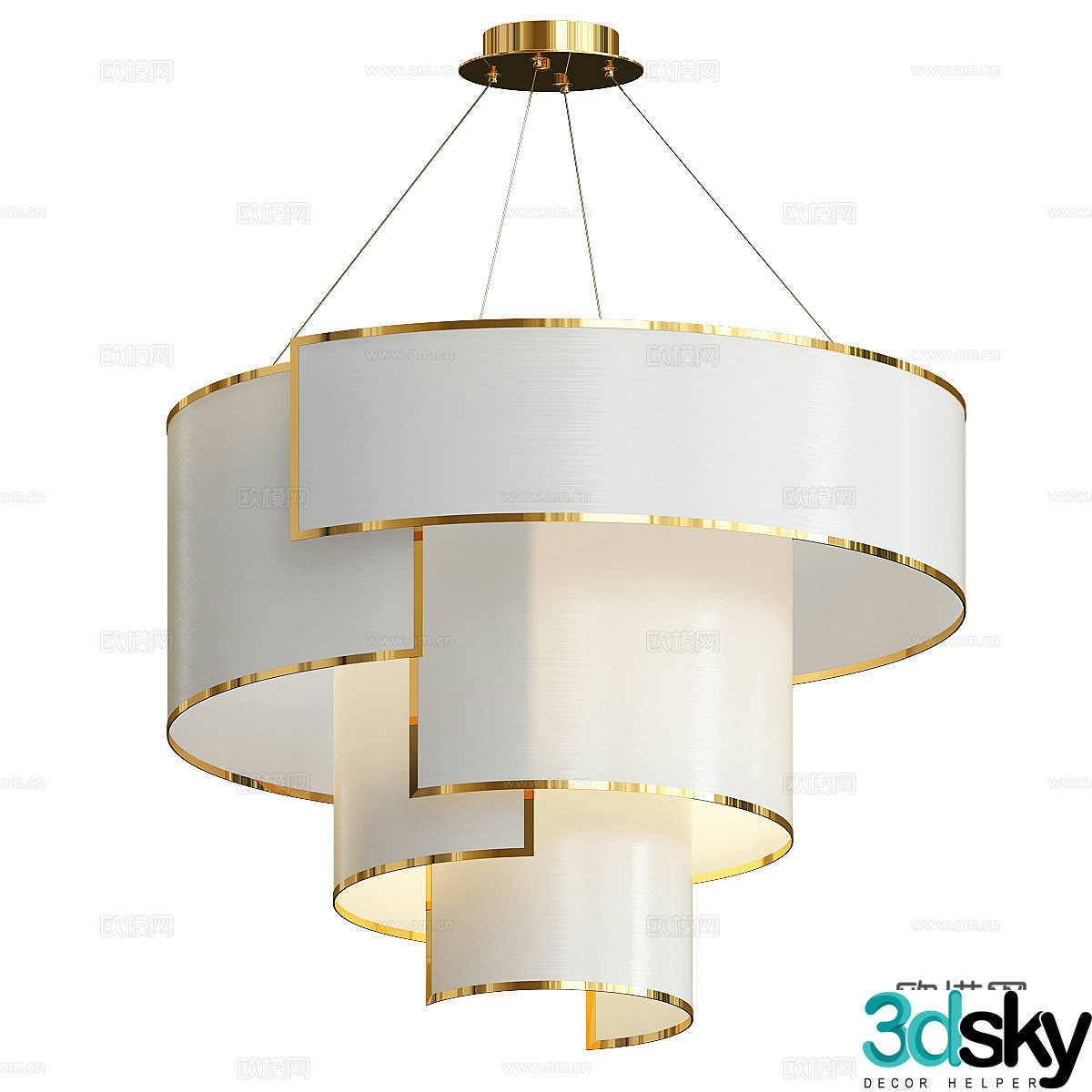 New Chinese style light luxury decorative chandelier 3D model
