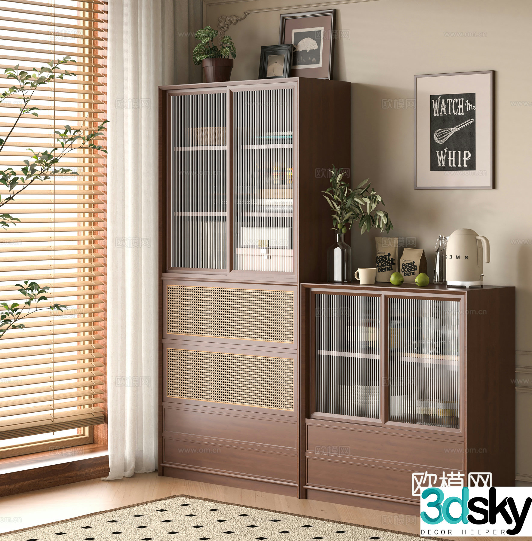3D model of medieval style porch cabinet