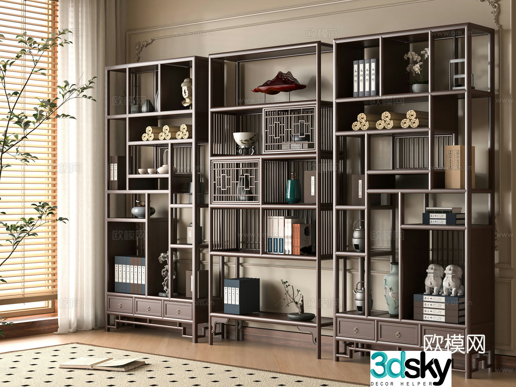 New Chinese style 3D model of Bo Gu shelf