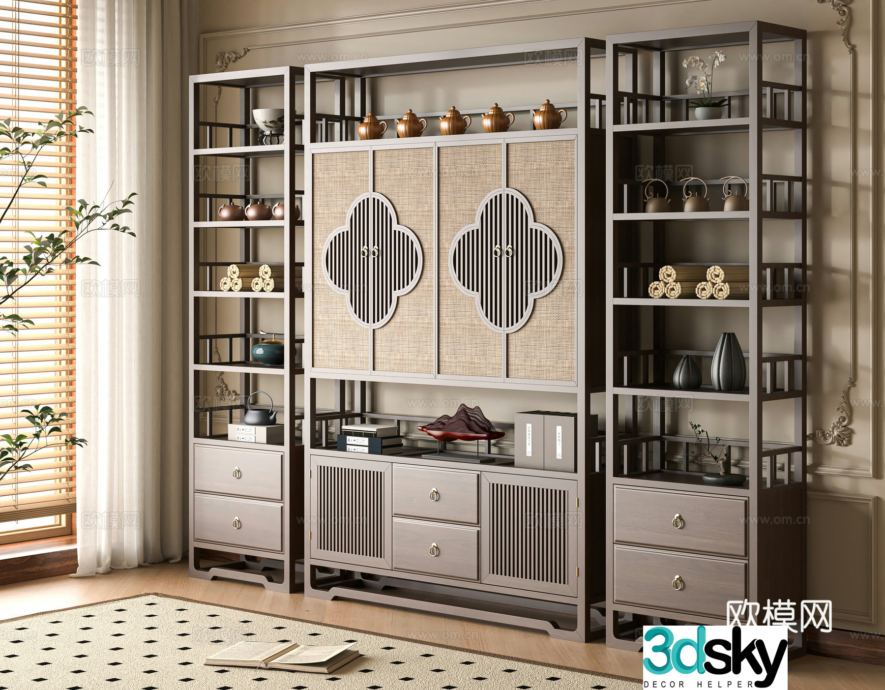 Middle-aged style Bo Ancient Shelf 3D Model