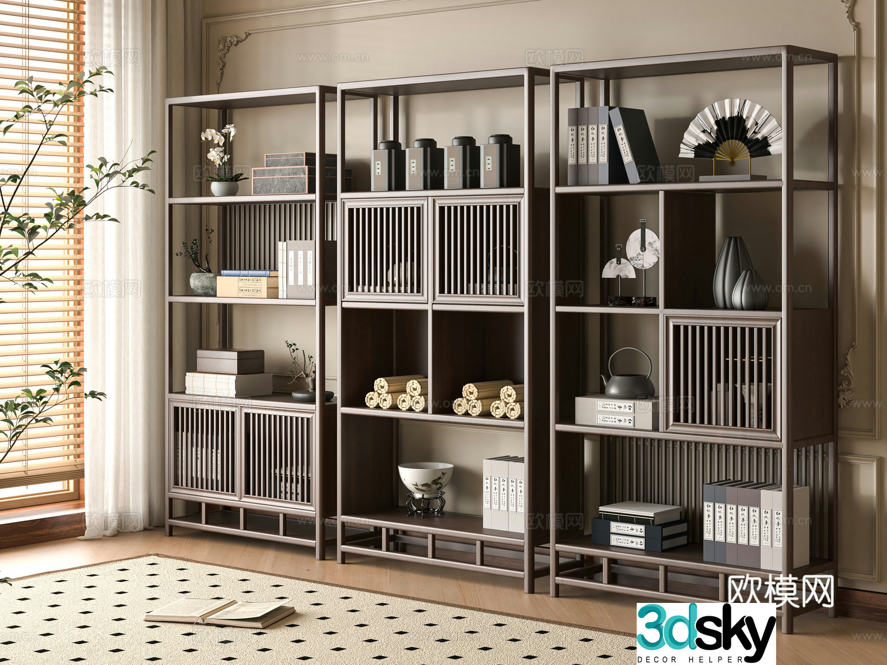 Modern Bo Gu Shelf 3D Model