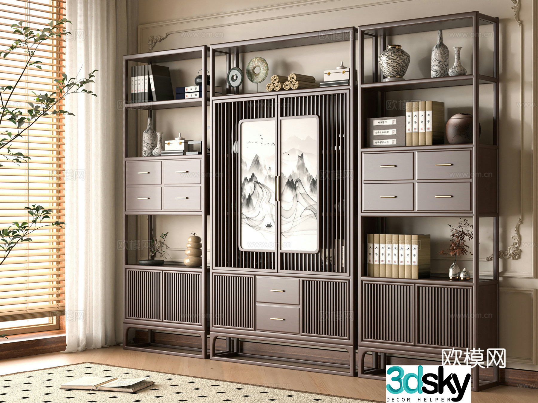 New Chinese style 3D model of Bo Gu shelf