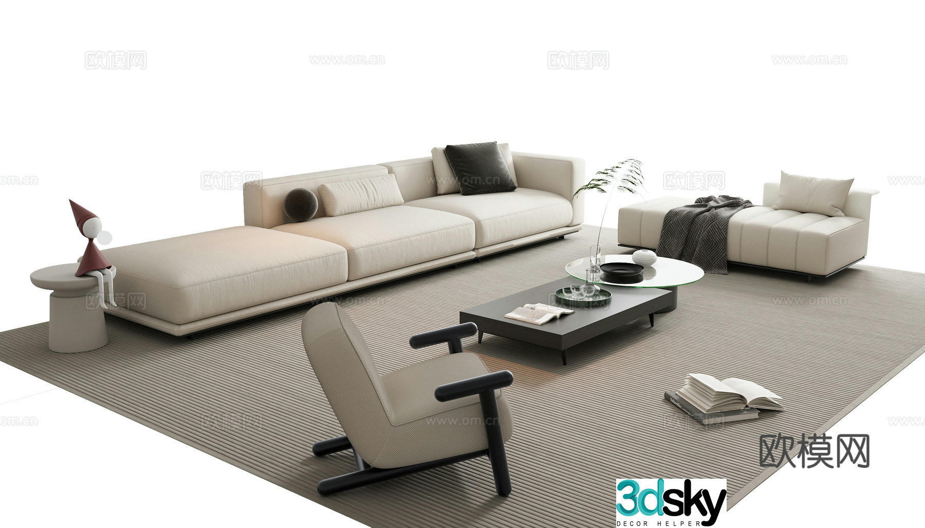 Modern Italian sofa coffee table 3d model