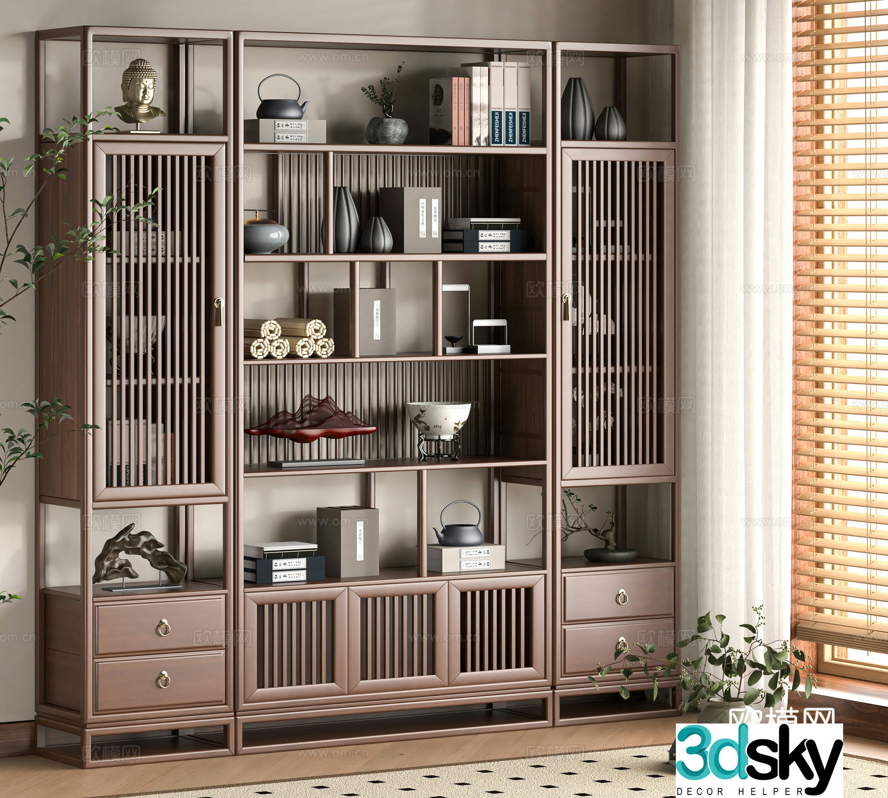 Middle-aged style Bo Ancient Shelf 3D Model
