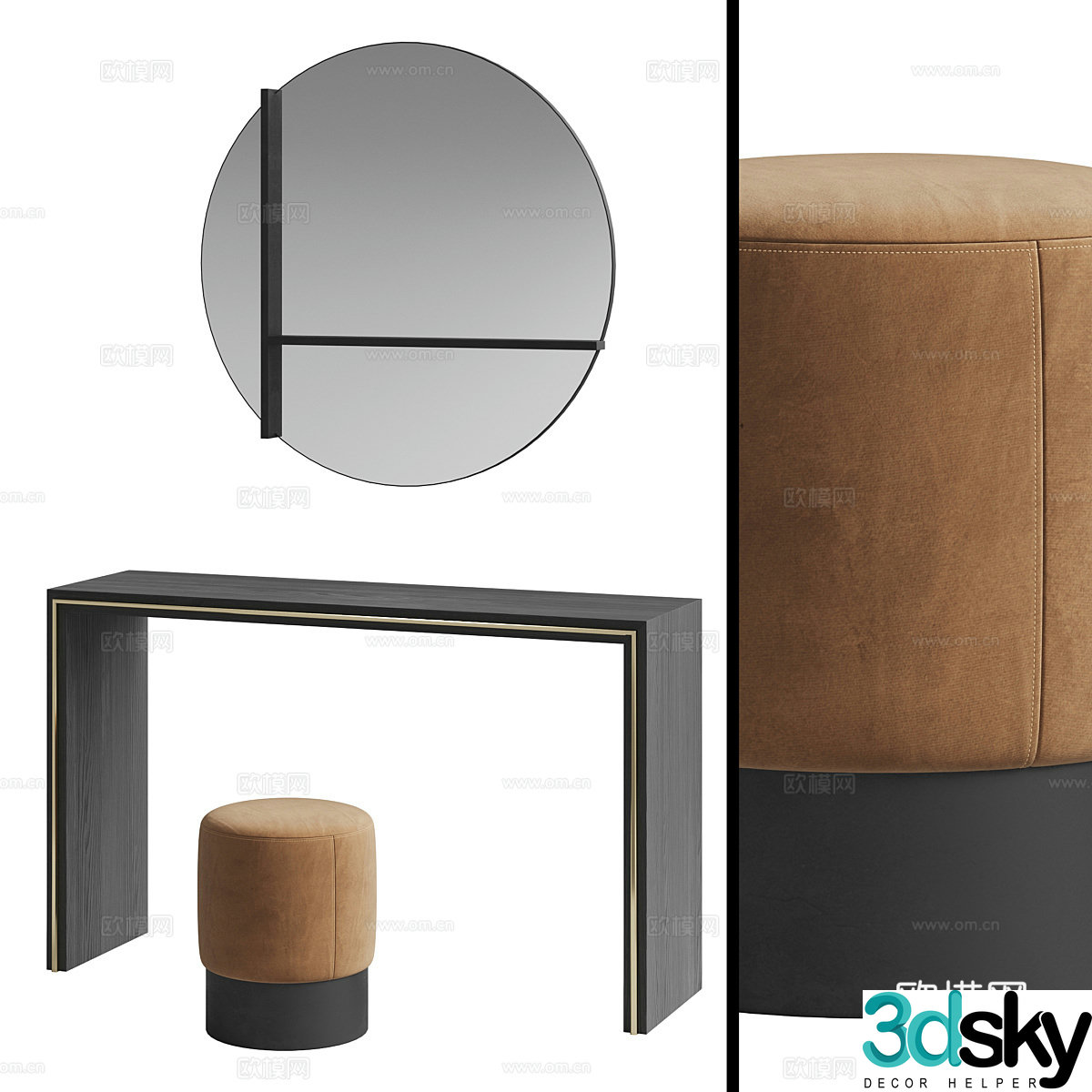 New Chinese style light luxury dressing table 3D model