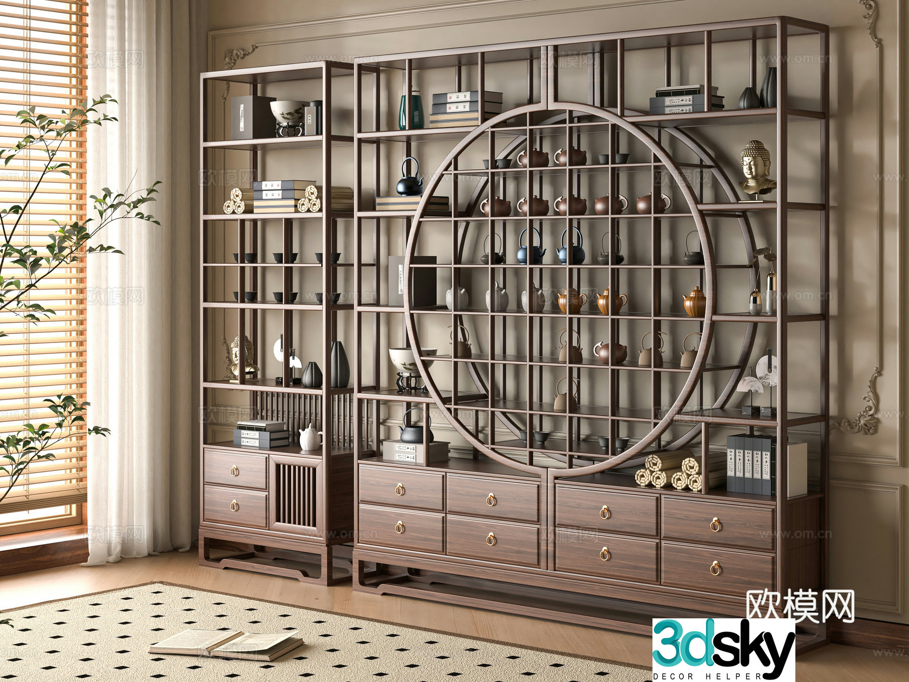 Middle-aged style Bo Ancient Shelf 3D Model