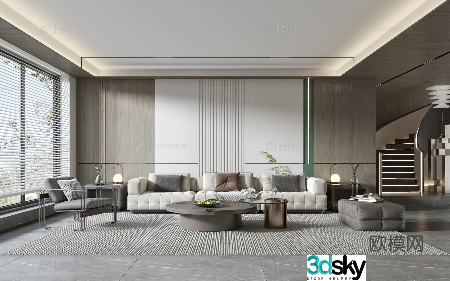 Modern living room Modern sofa coffee table combination Modern background wall 3d model