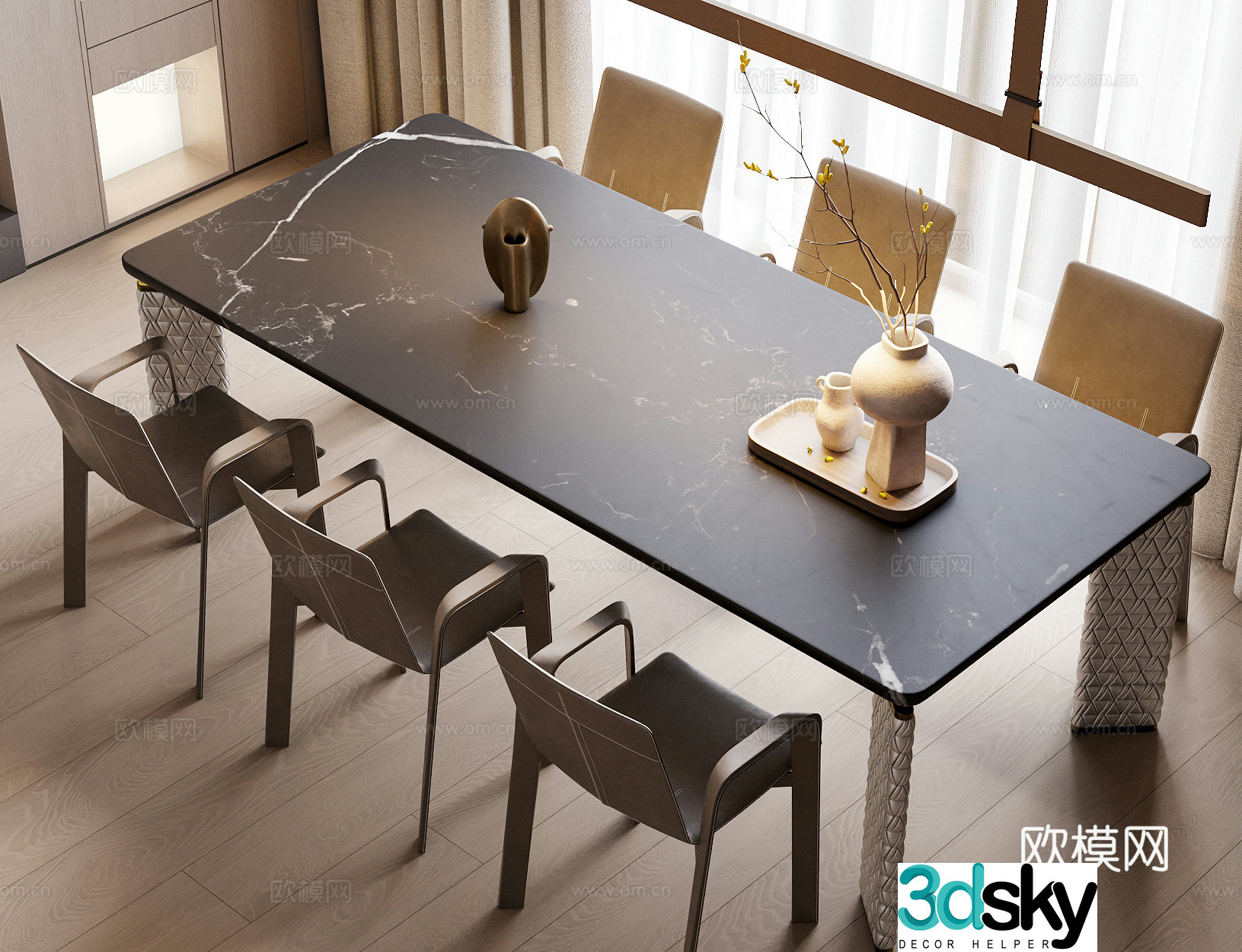 Modern Italian dining table and chair 3d model