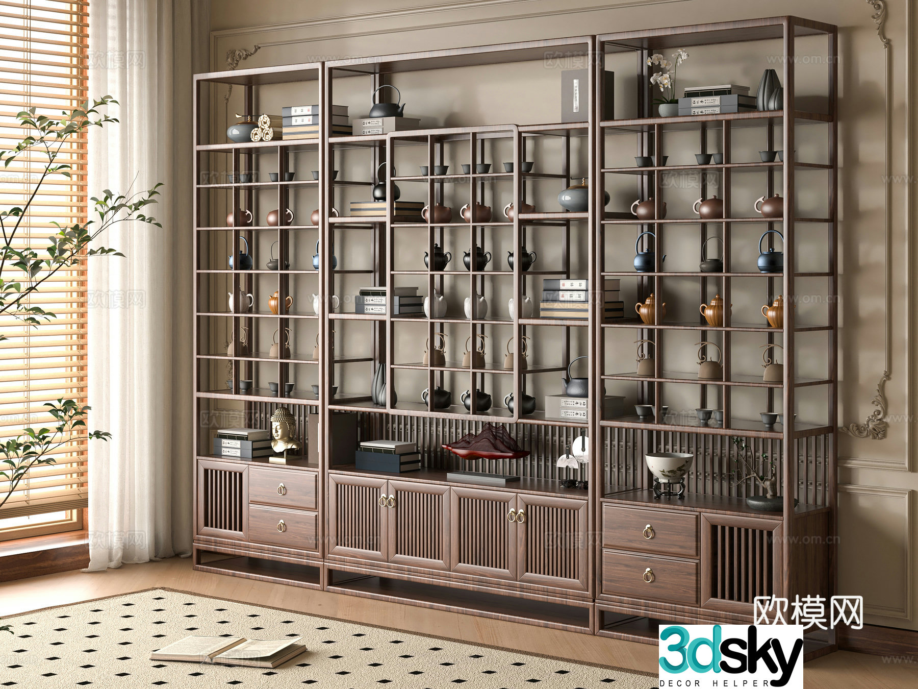 New Chinese style 3D model of Bo Gu shelf