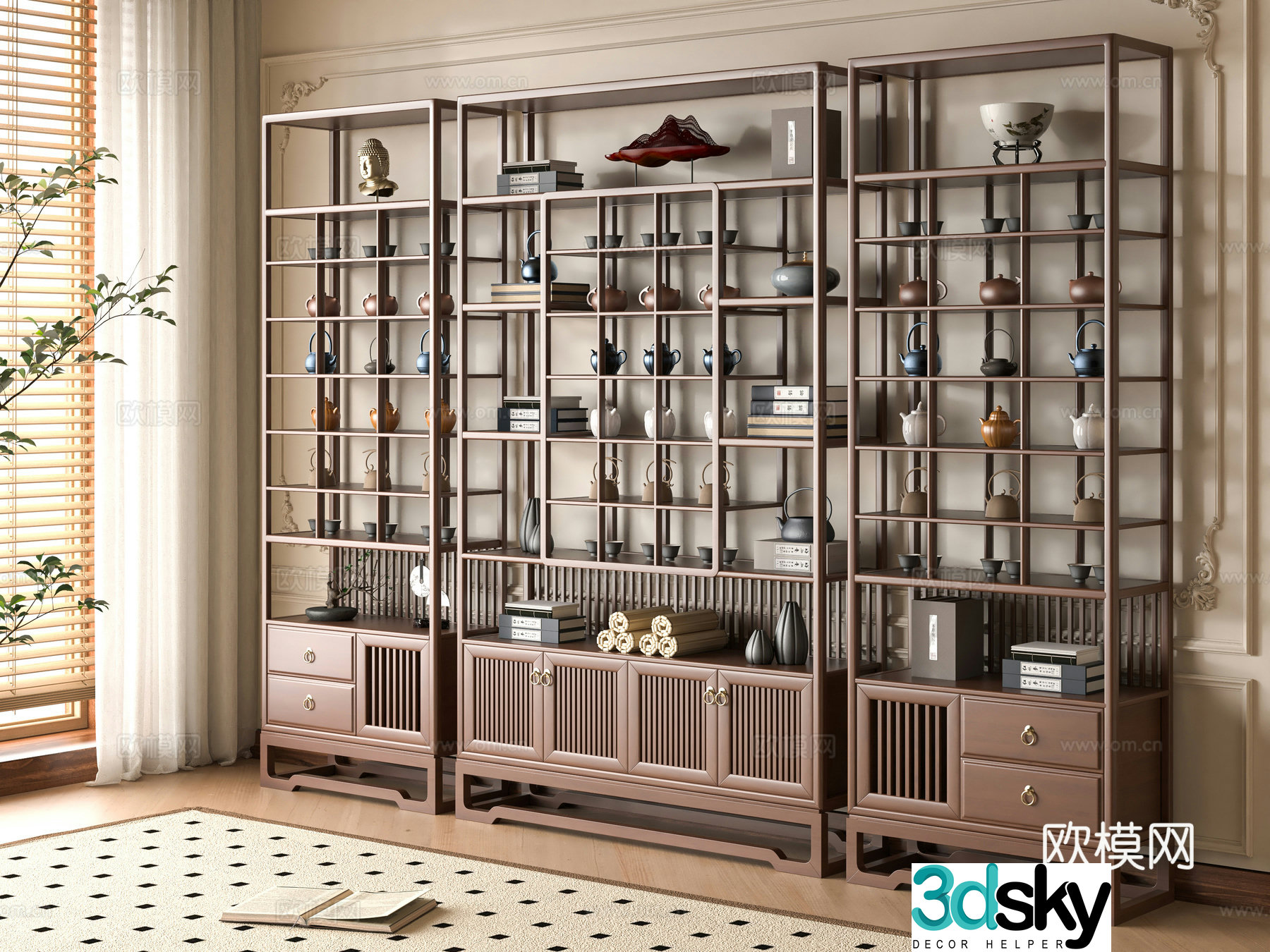 Middle-aged style Bo Ancient Shelf 3D Model