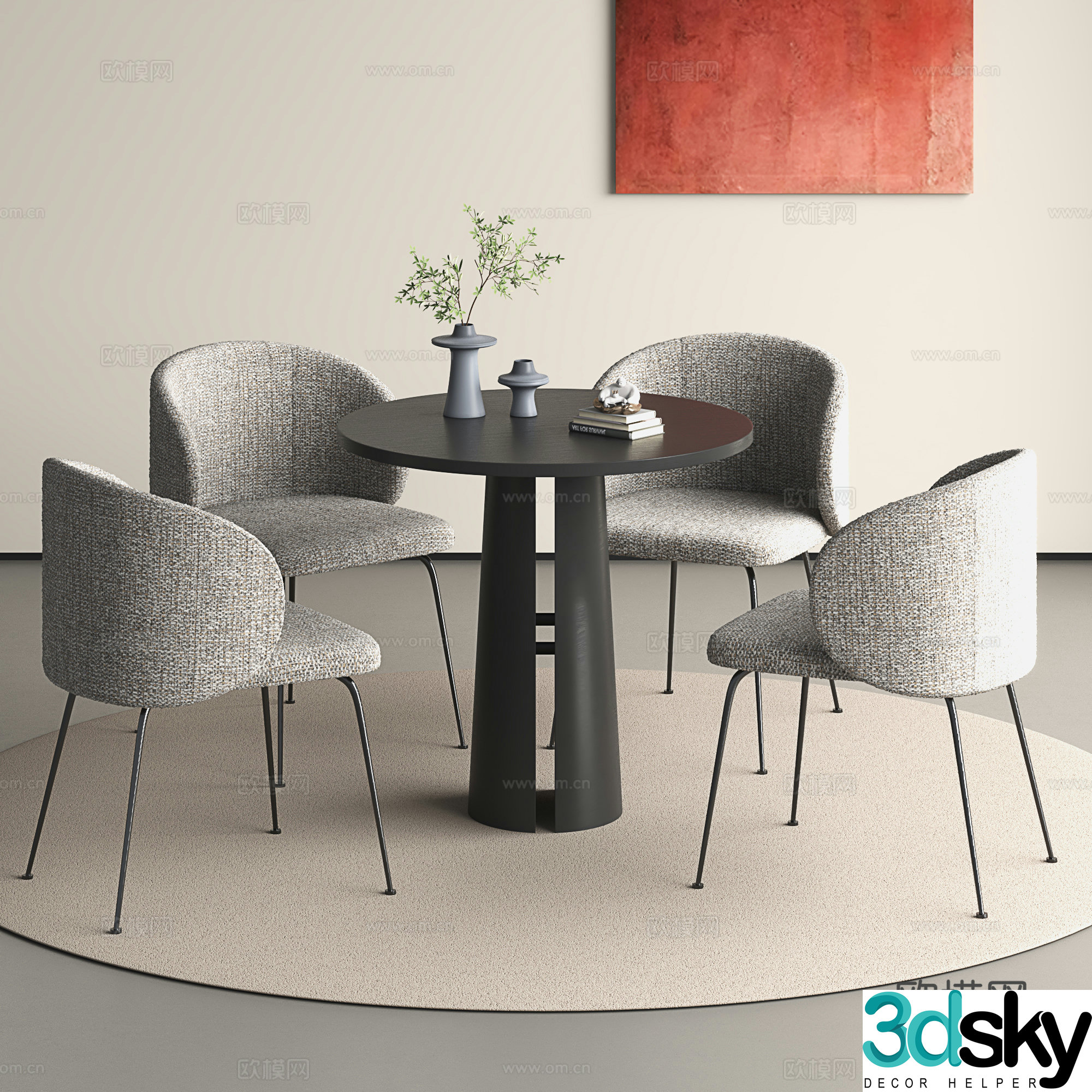 Modern negotiation table and chairs coffee table and chairs leisure table and chair combination round table 3D model