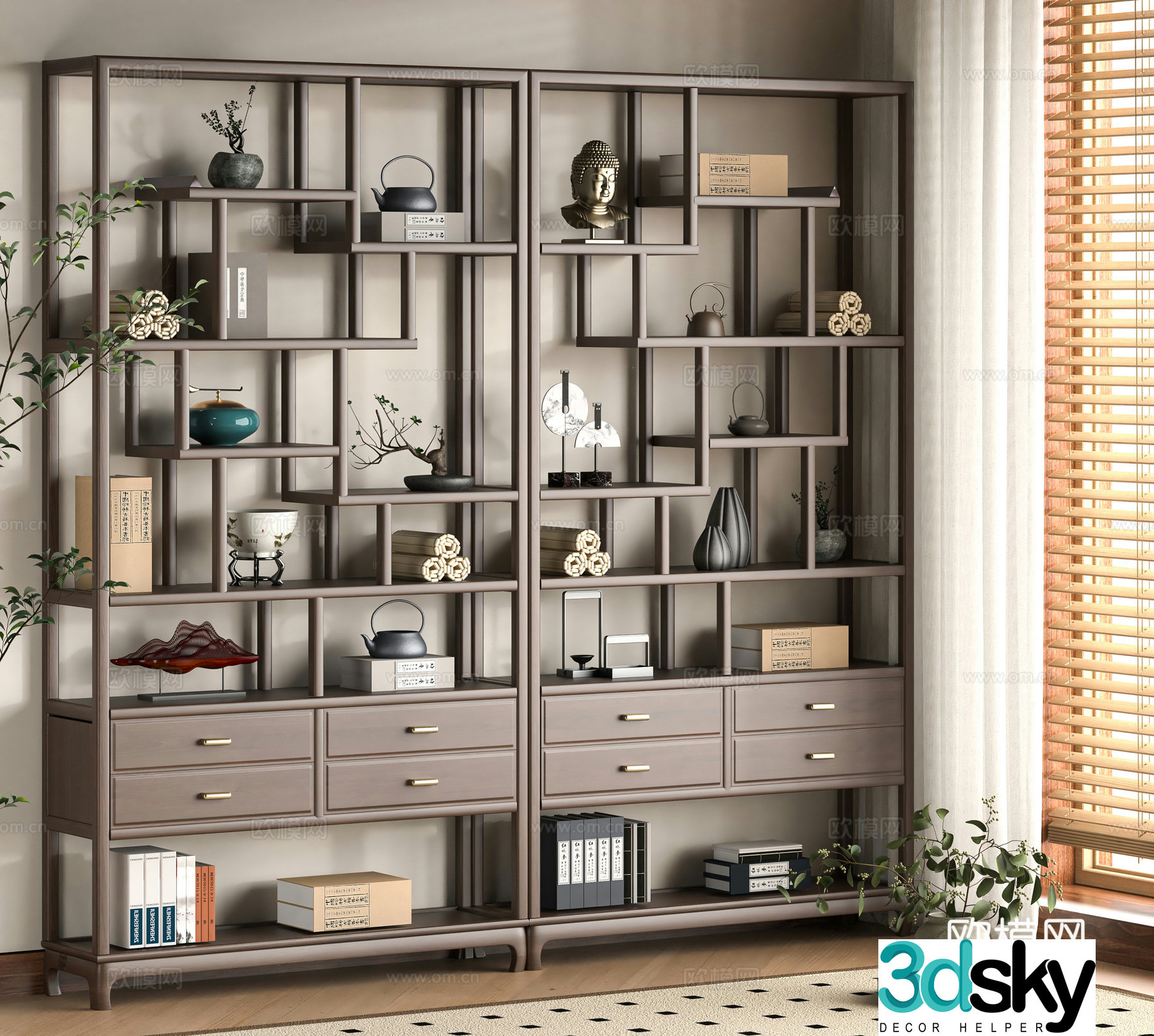 New Chinese style 3D model of Bo Gu shelf