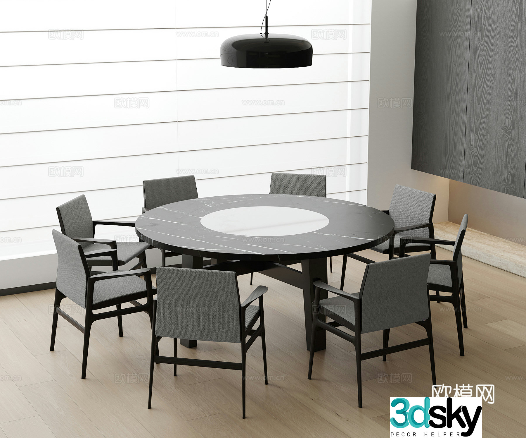 Modern dining table and chair 3d model