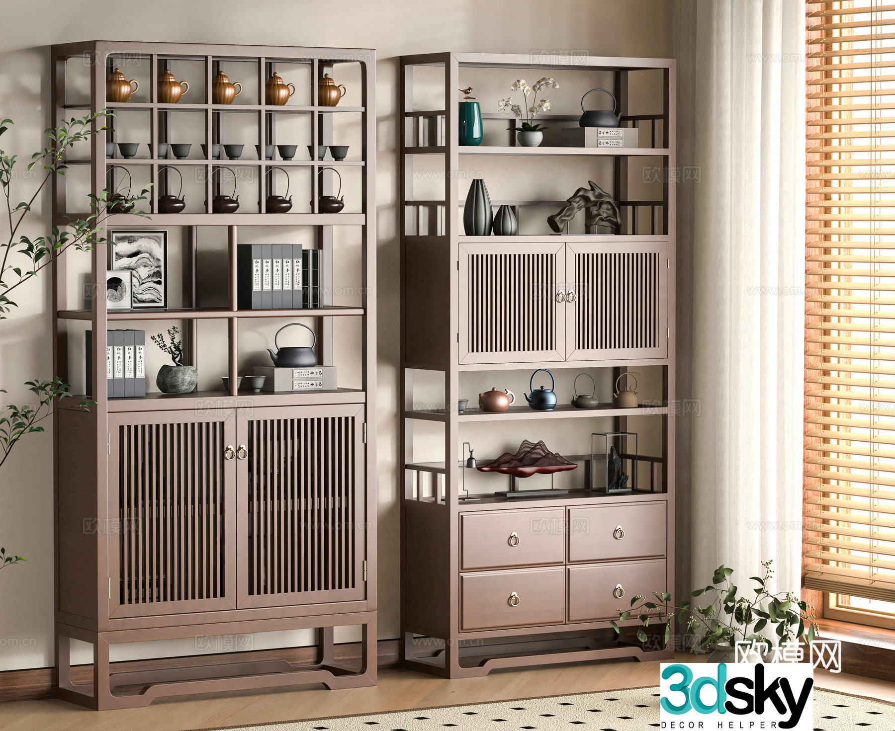 Middle-aged style Bo Ancient Shelf 3D Model