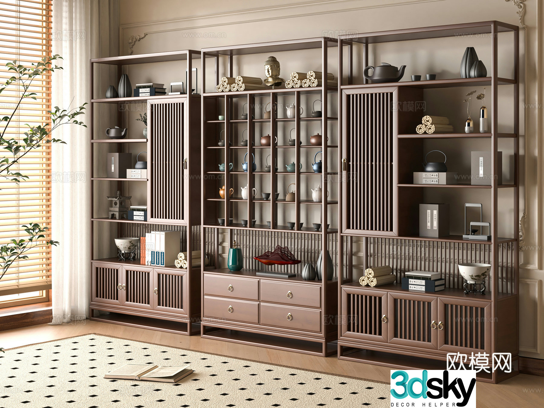 Middle-aged style Bo Ancient Shelf 3D Model