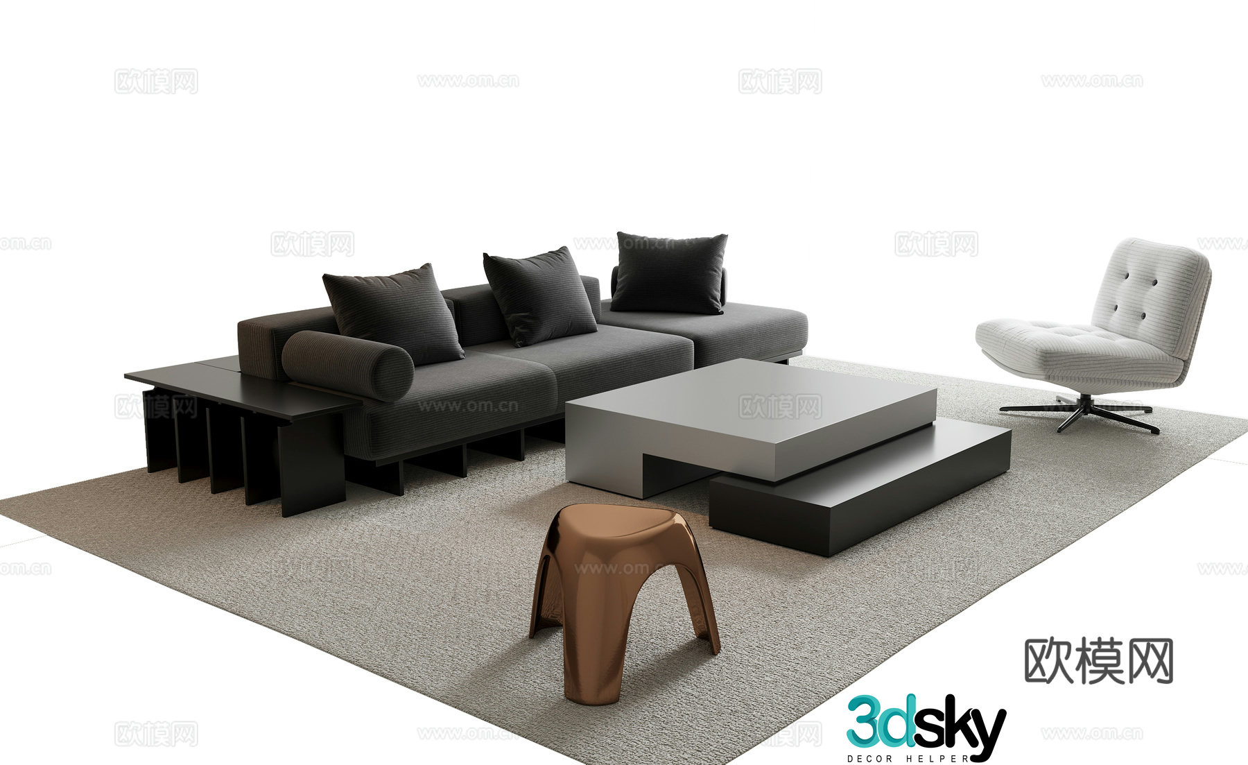 Modern Italian sofa coffee table 3d model