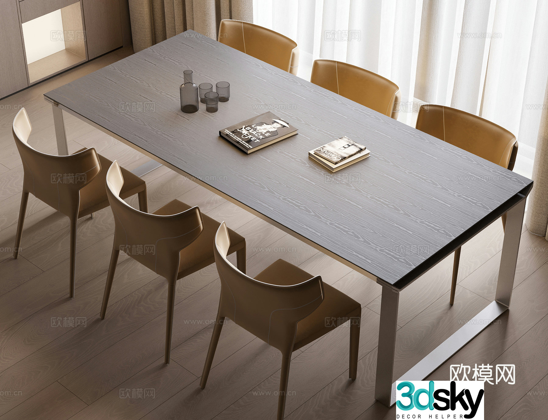 Modern Italian dining table and chair 3d model