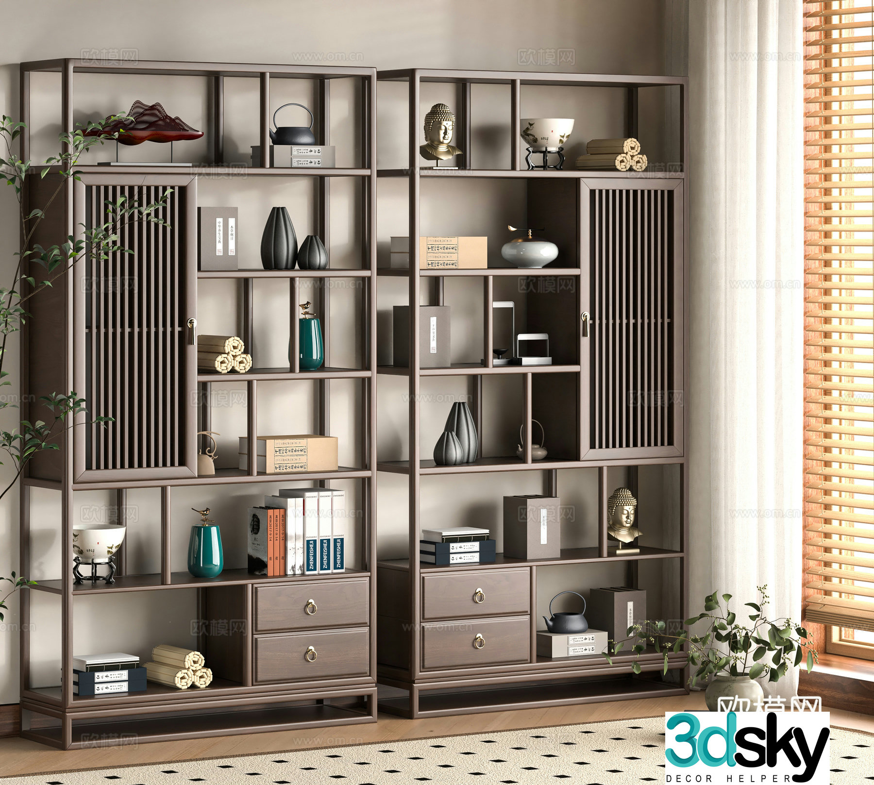 New Chinese style 3D model of Bo Gu shelf