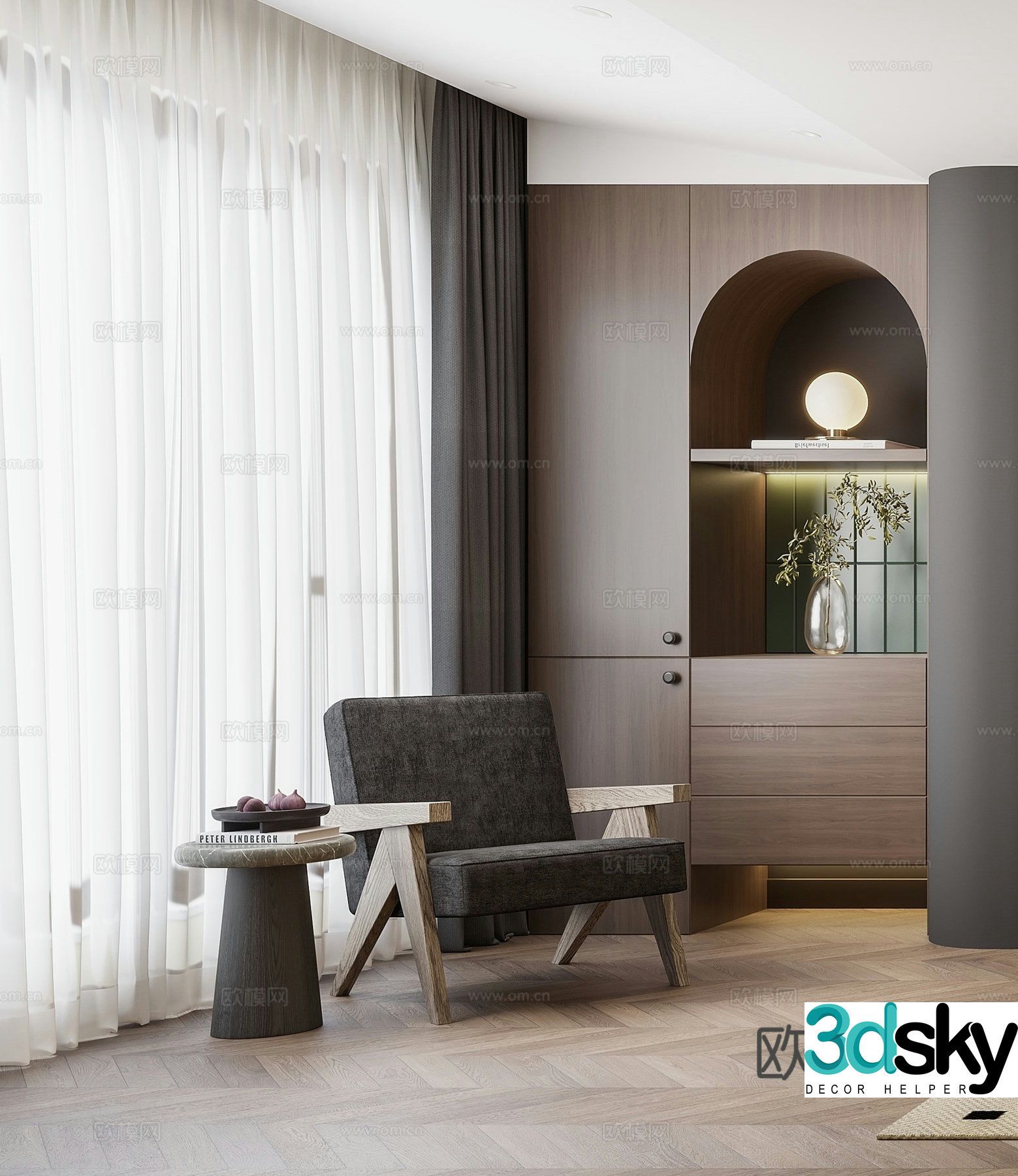 Creamy Master Bedroom 3d Model