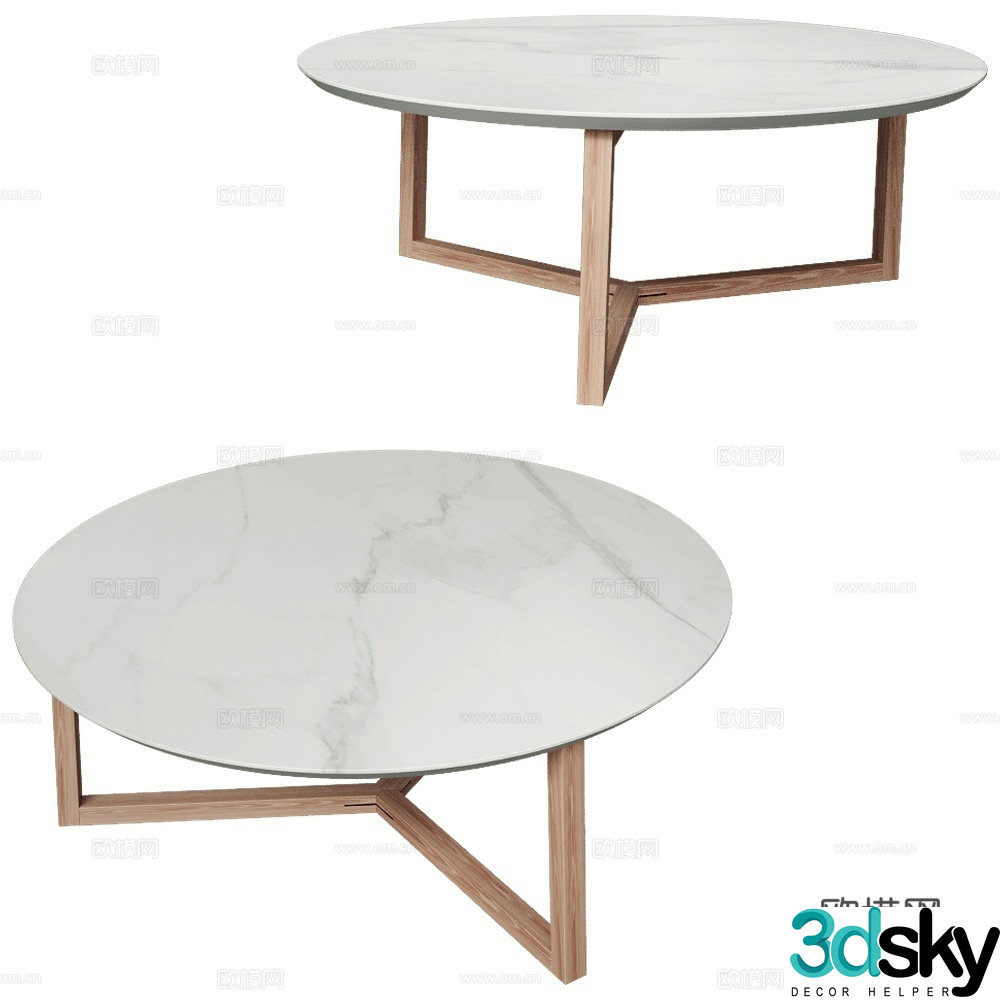 ITF Italian minimalist coffee table marble coffee table round coffee table solid wood coffee table Italian tea 3D model