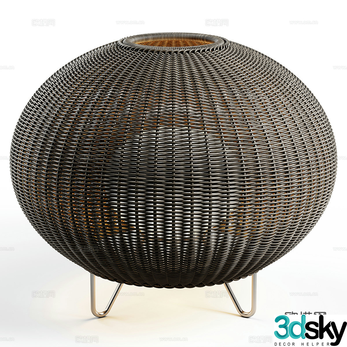 New Chinese style rattan decorative desk lamp 3D model