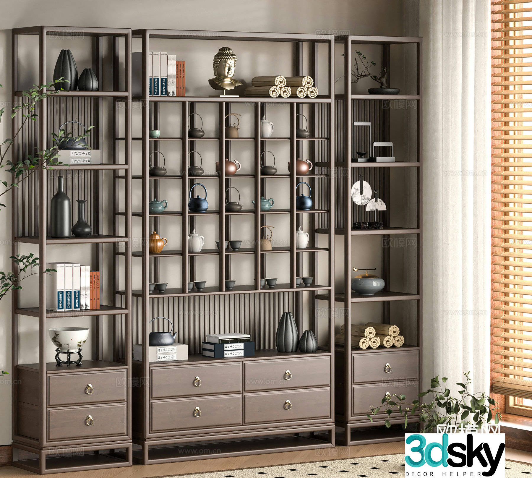 New Chinese style 3D model of Bo Gu shelf