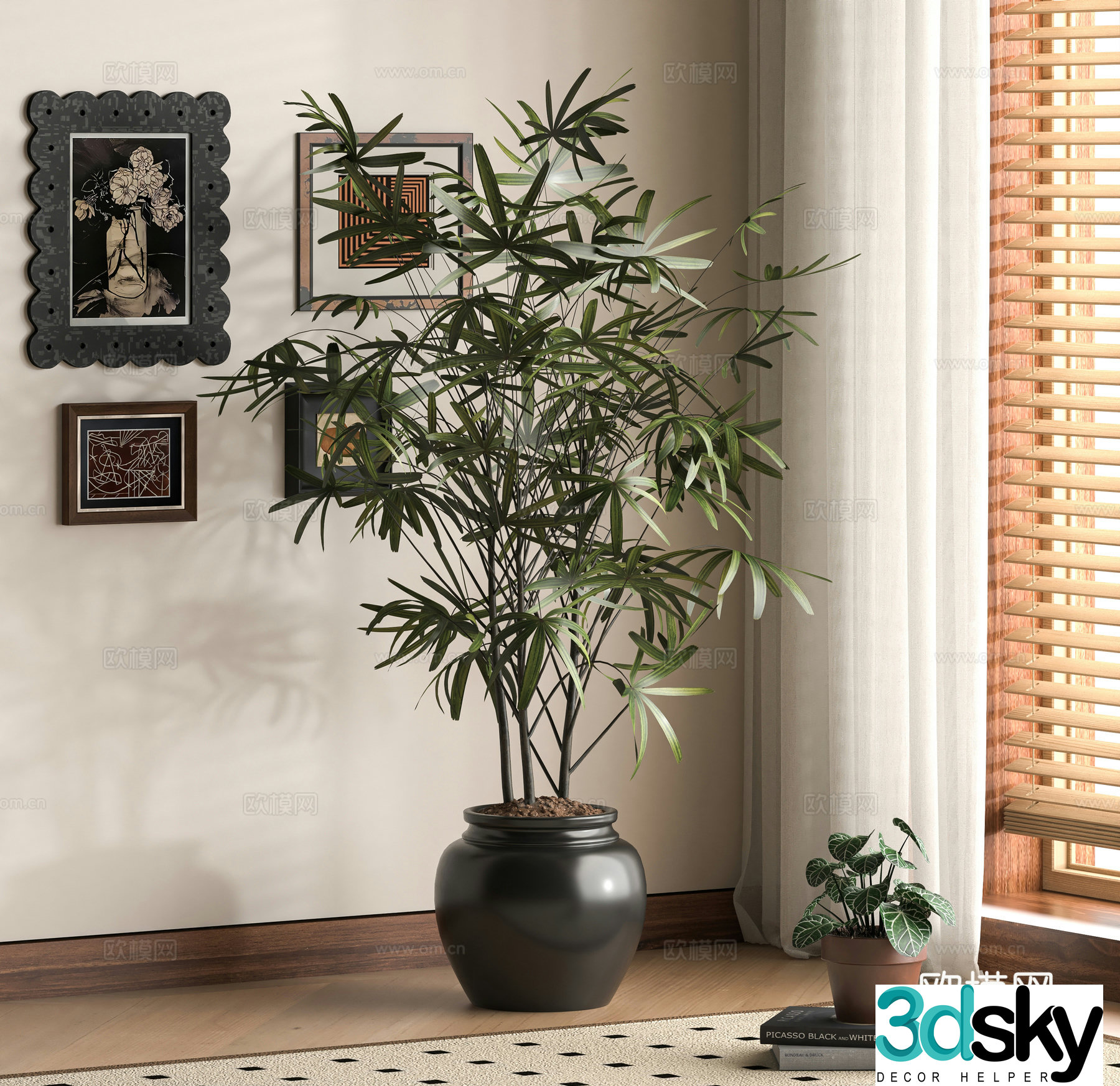 Modern green plants 3d model