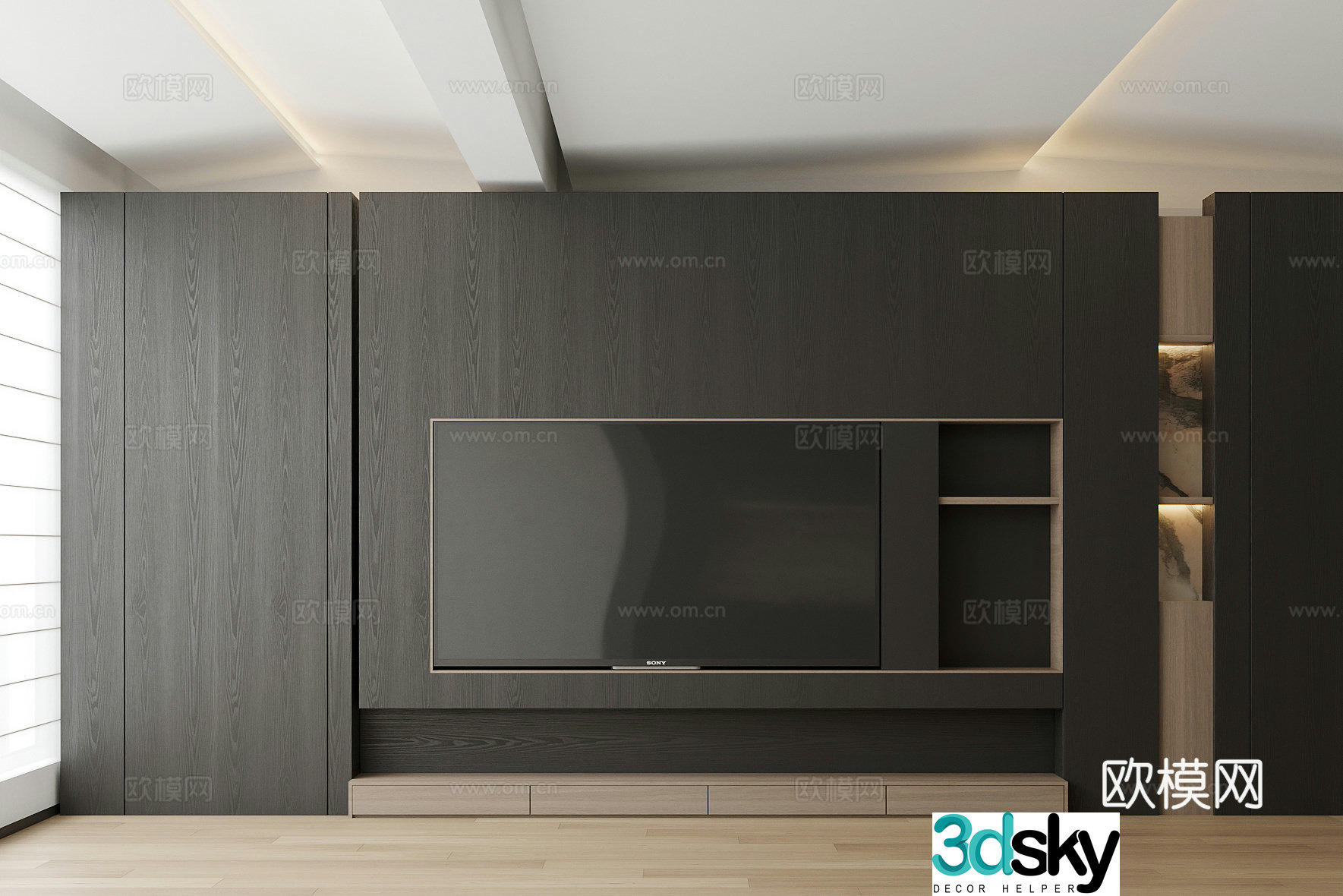 Modern TV background wall 3d model