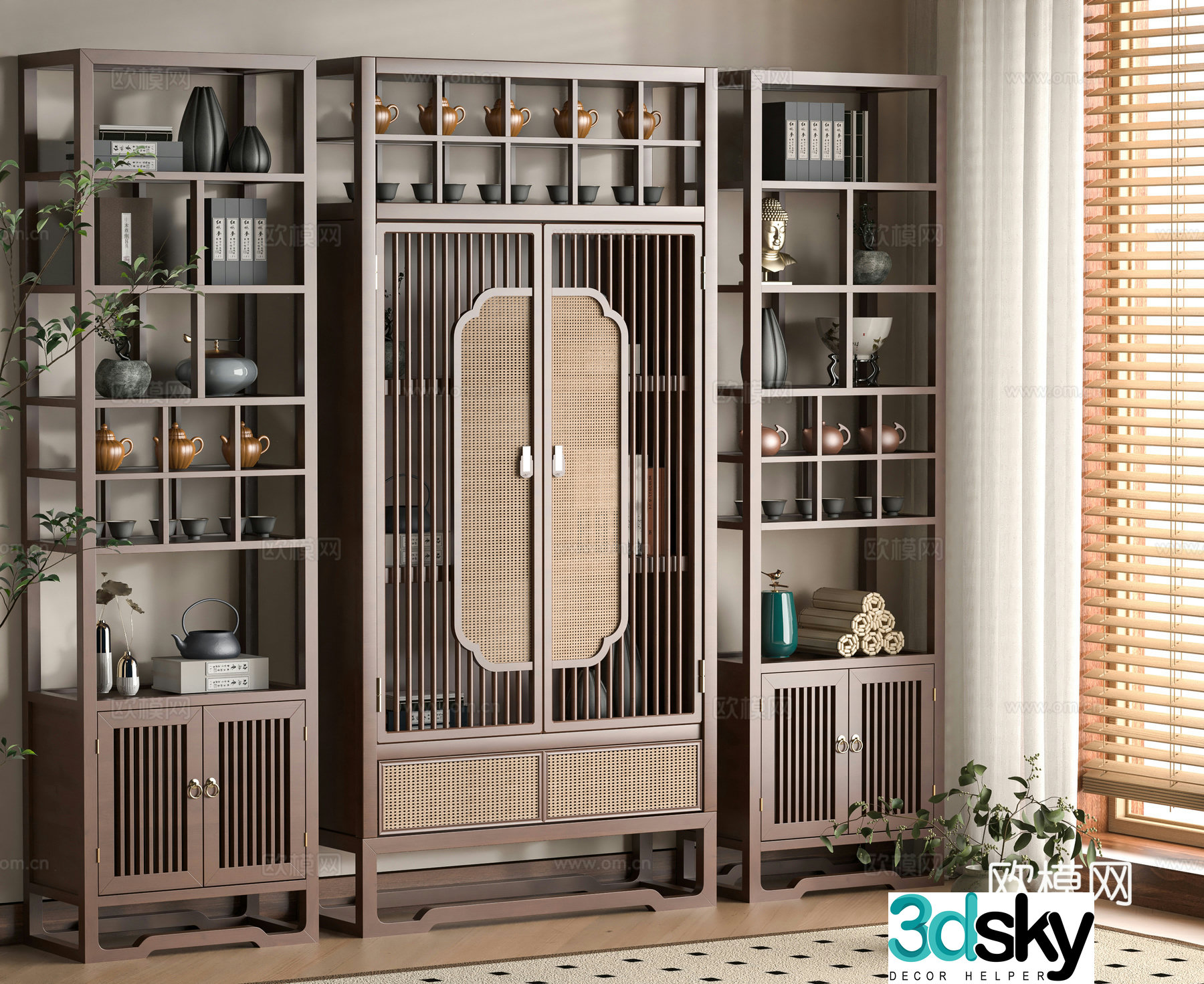 Middle-aged style Bo Ancient Shelf 3D Model