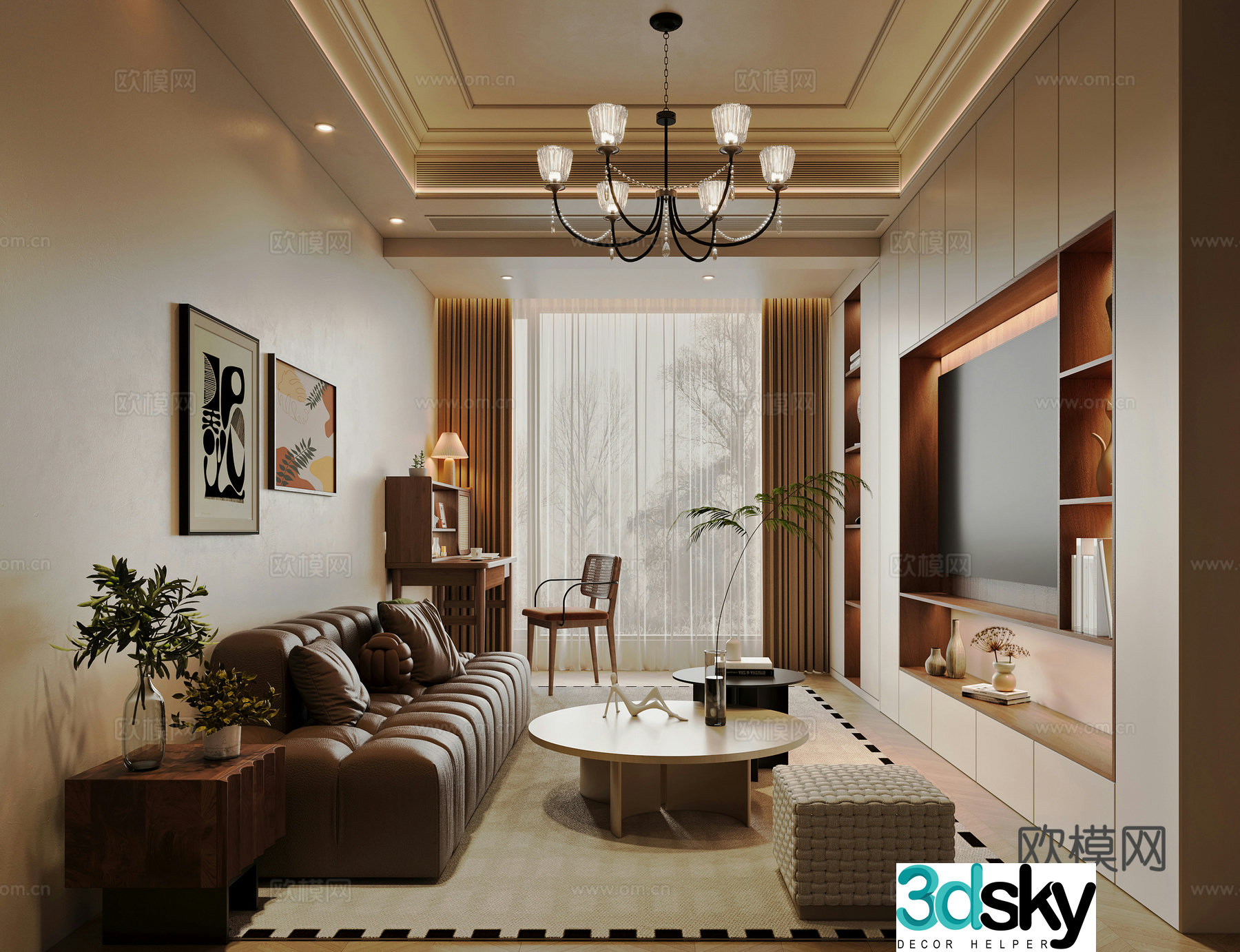 Retro living room 3d model