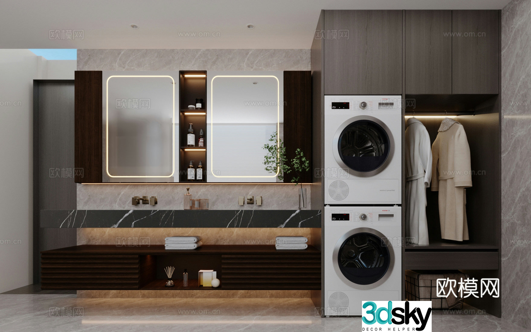 Modern hotel bathroom Hotel room bathroom Washing cabinet Washing basin wash basin wash 3D model