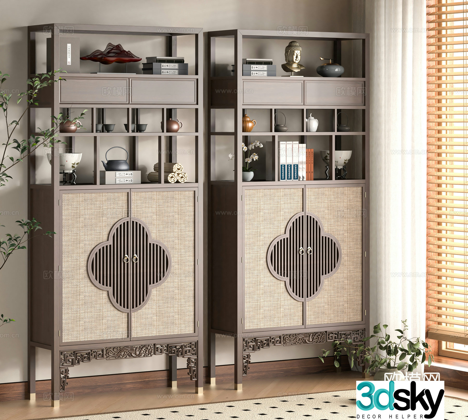 New Chinese style 3D model of Bo Gu shelf