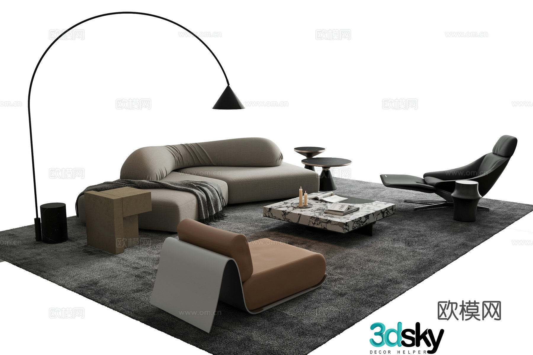 Modern Italian sofa coffee table 3d model