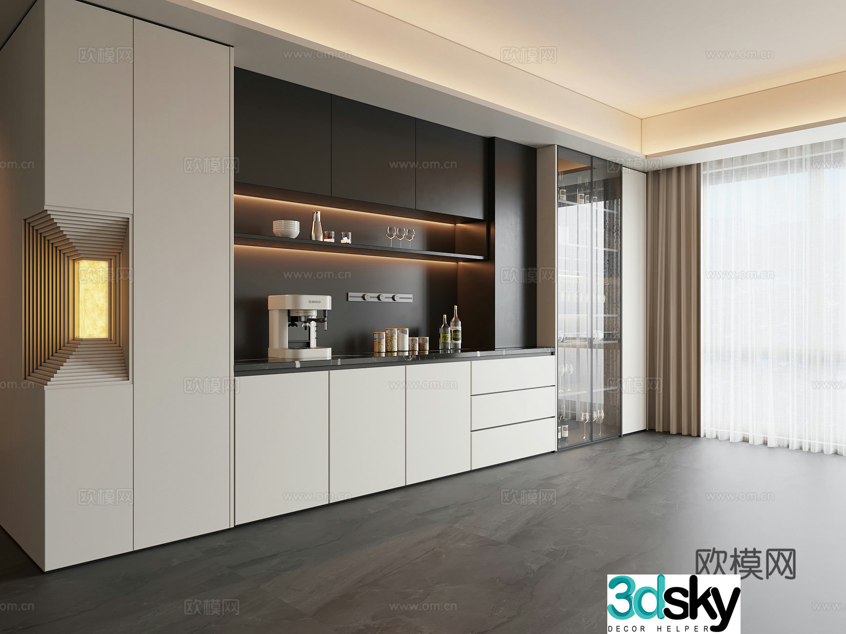 Modern corner sideboard 3D model