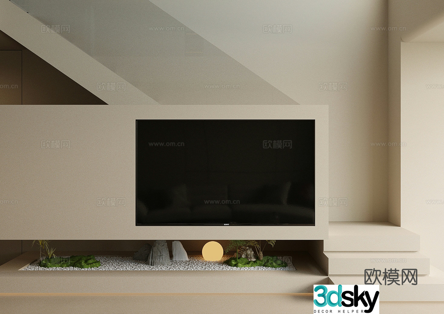 Modern minimalist background wall Hanging TV background wall Background wall Landscape sketch Living room background wall 3d model