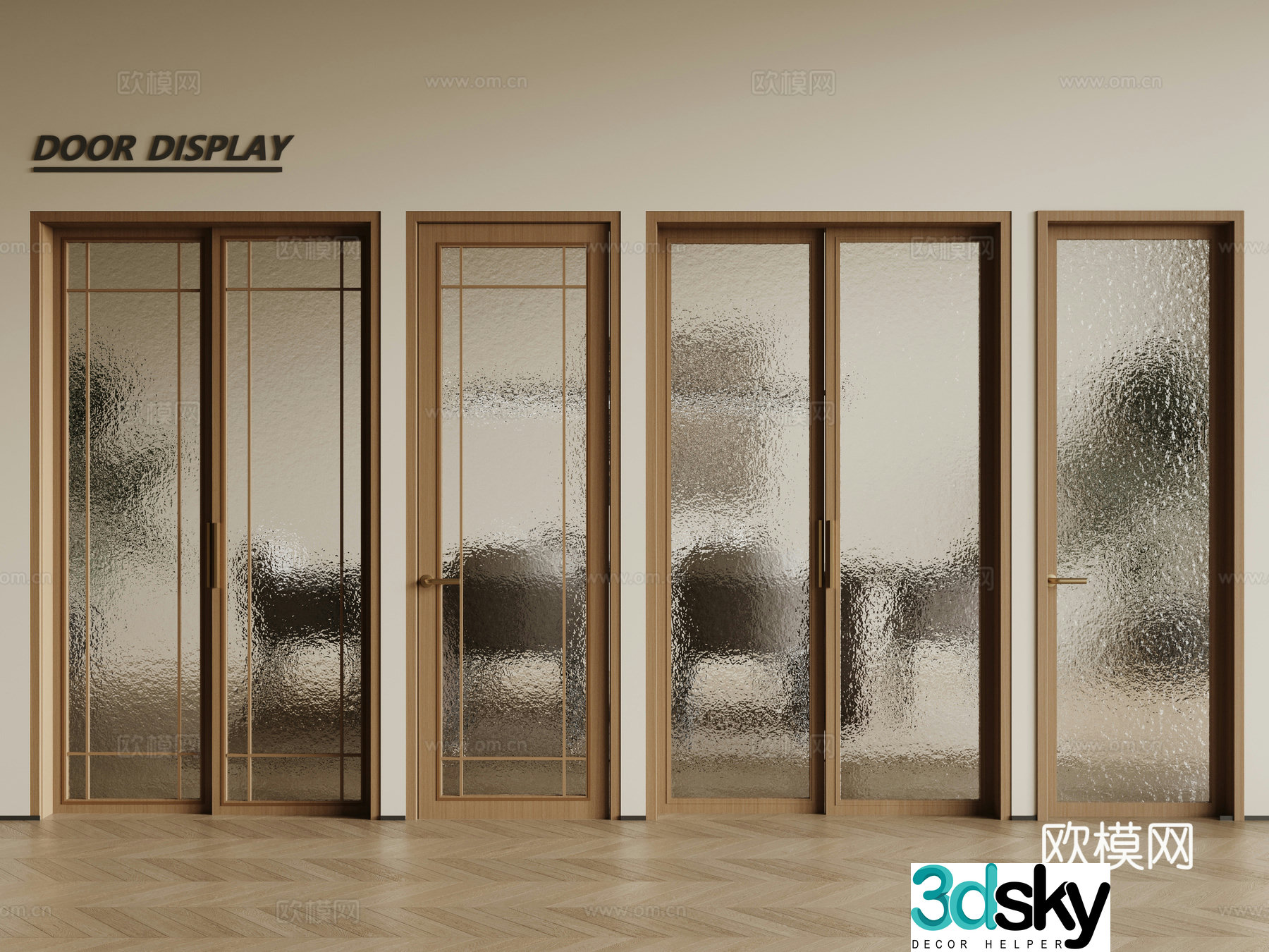 French glass door Changhong glass door French door combination 3D model