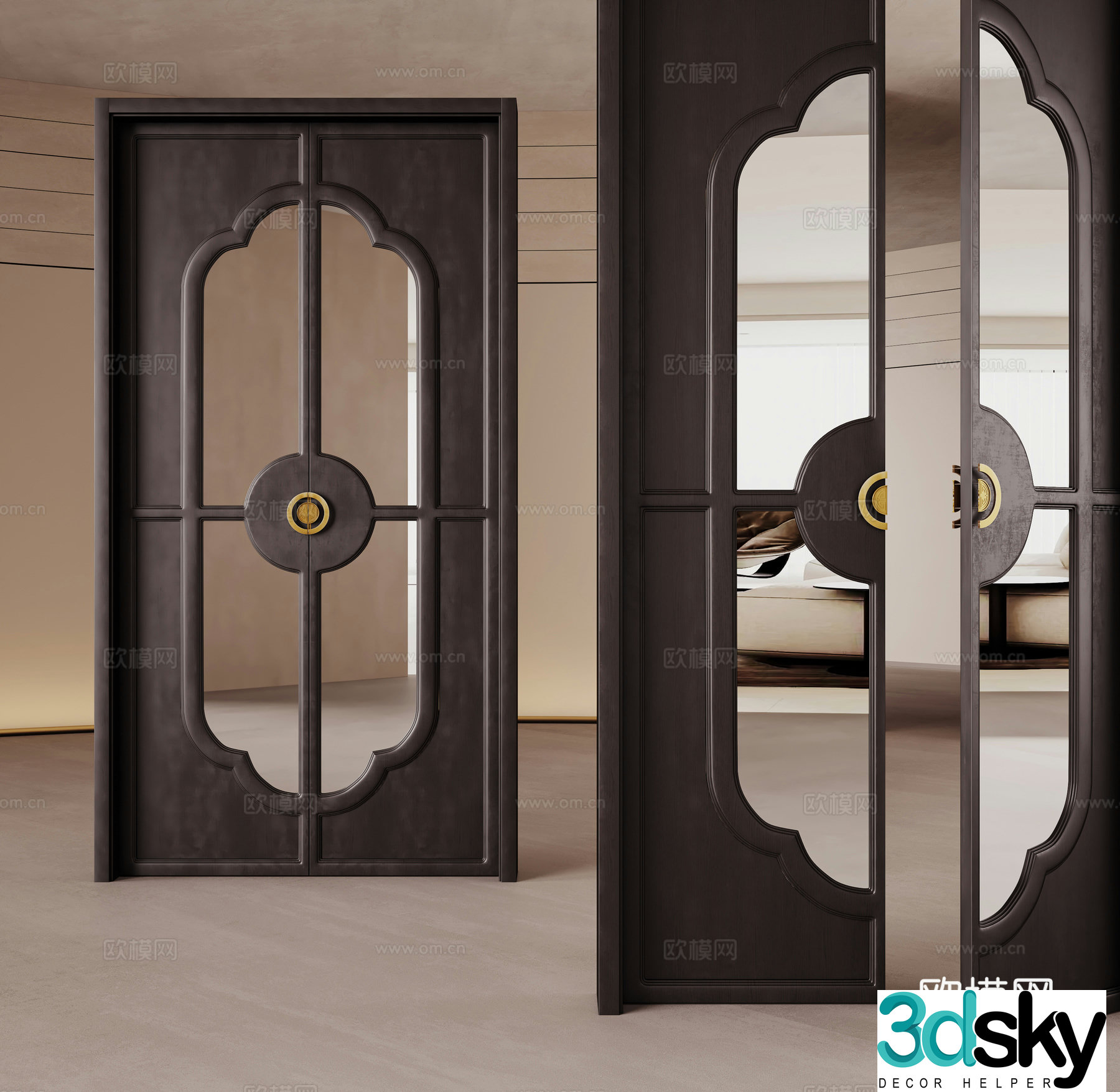 New Chinese style plum blossom door 3D model