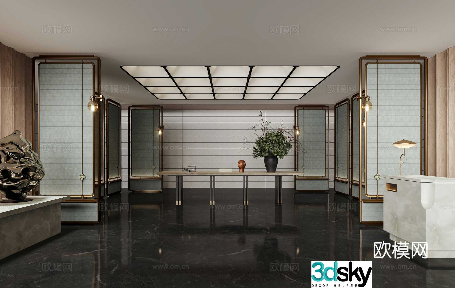 Modern hotel club reception desk 3D model