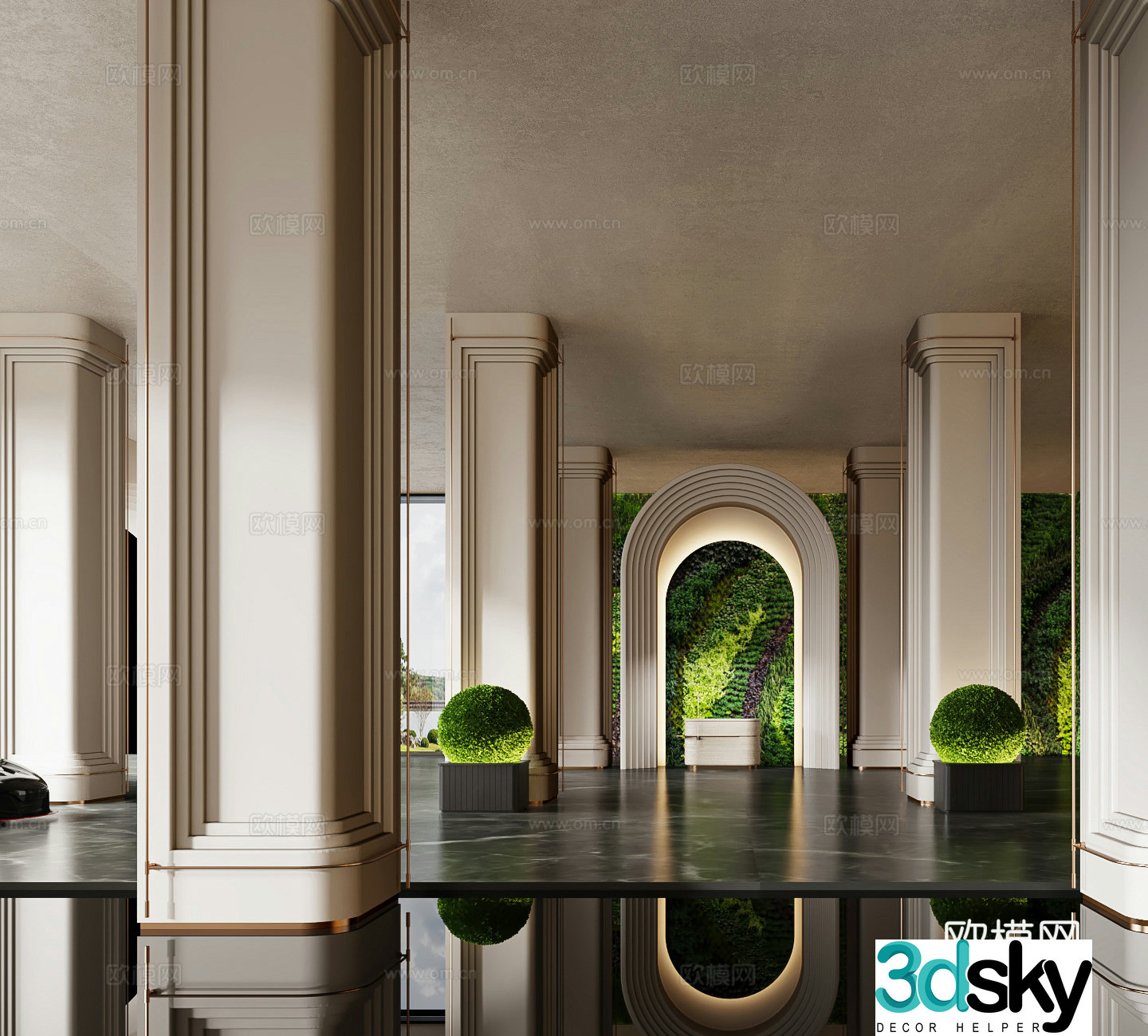 Modern hotel club entrance 3d model