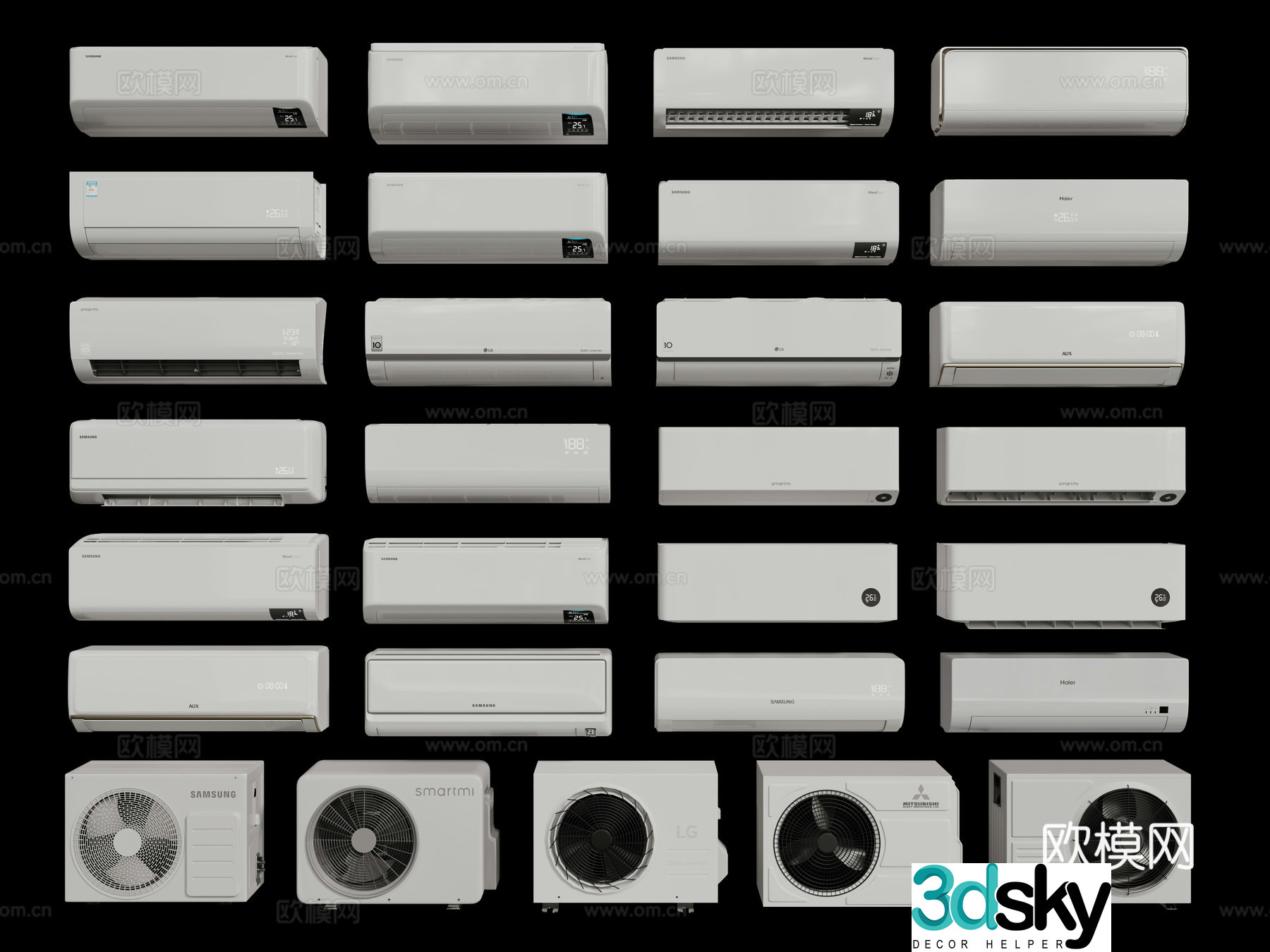 Modern air conditioner wall-mounted air conditioner indoor air conditioner air conditioner external unit 3D model