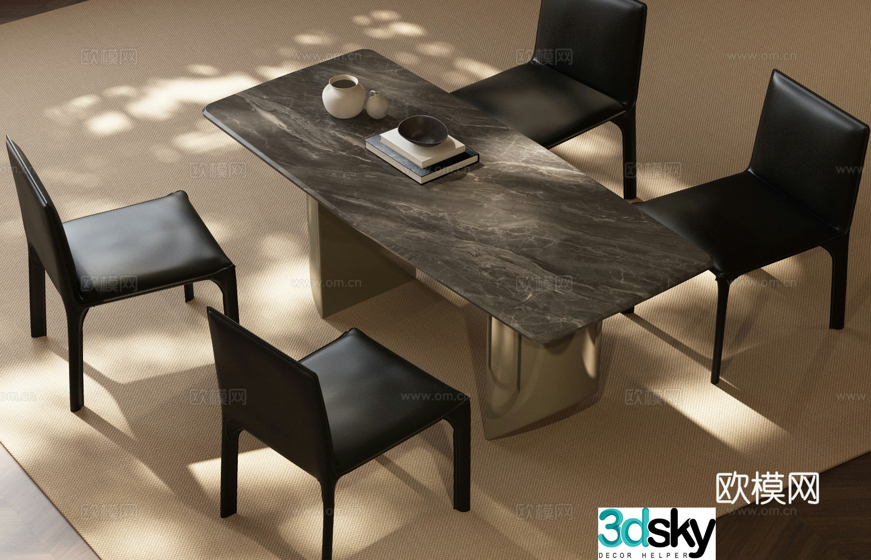 Modern Italian dining table and chair combination Italian luxury dining table and chair combination Italian dining table and chair combination Modern 3D model