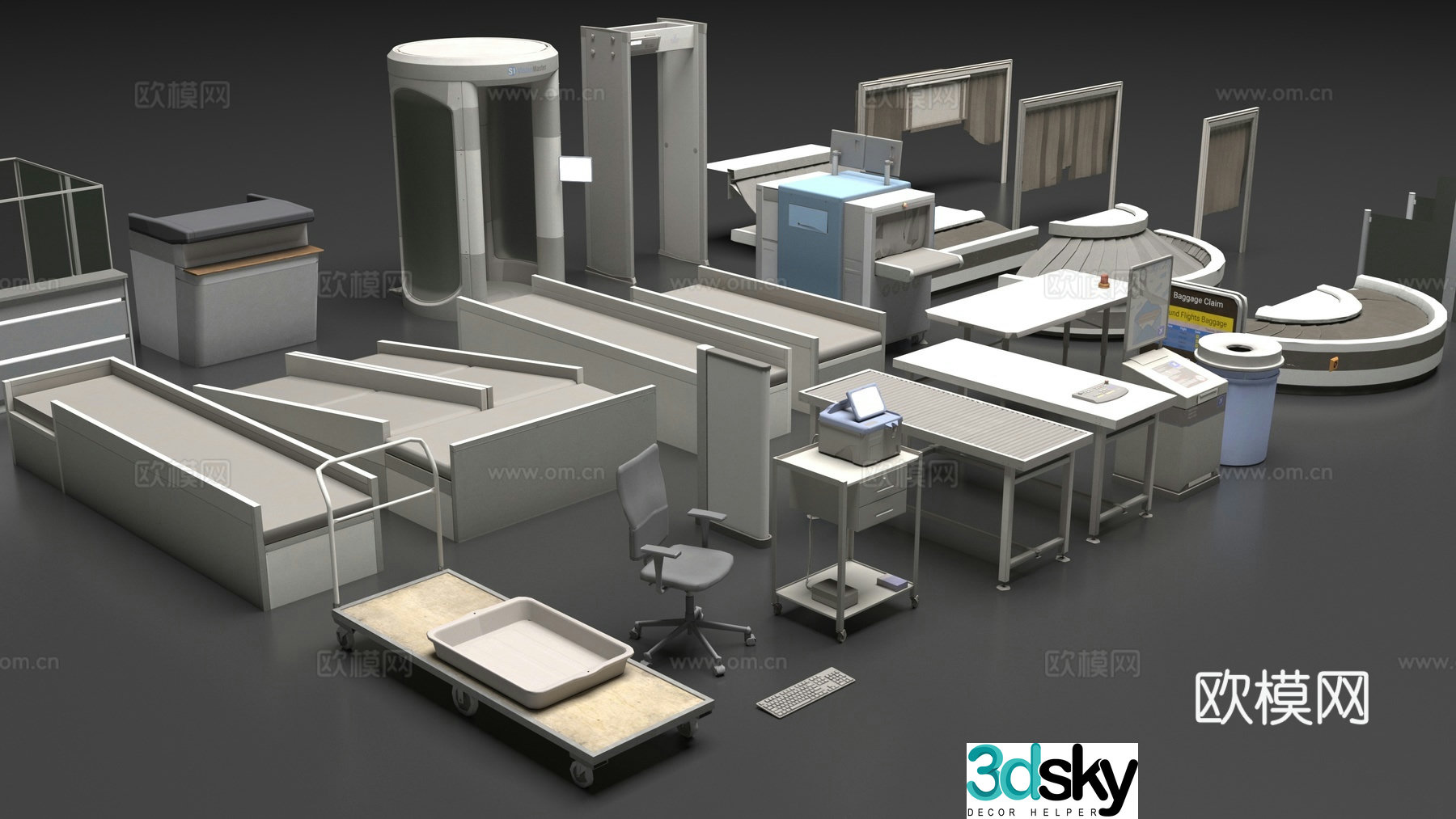 Airport security facility 3d model