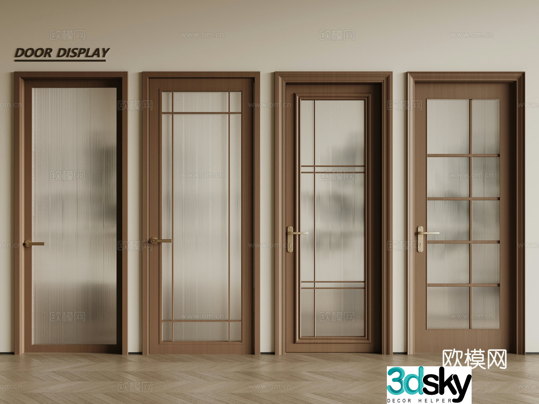 French glass door Changhong glass door French door combination 3D model
