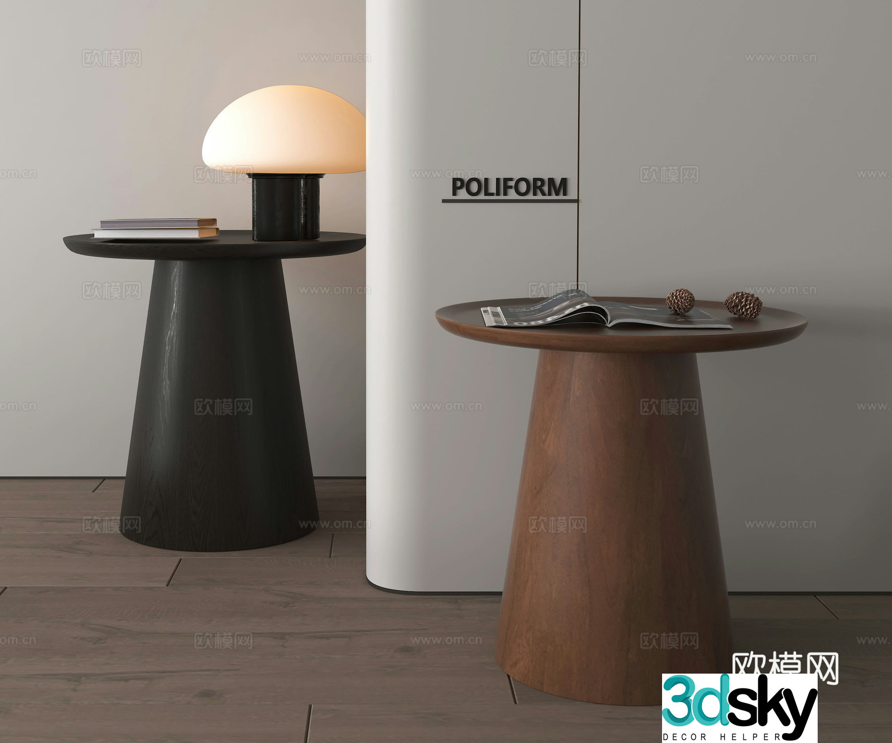 Sides corners tables rounds 3D model