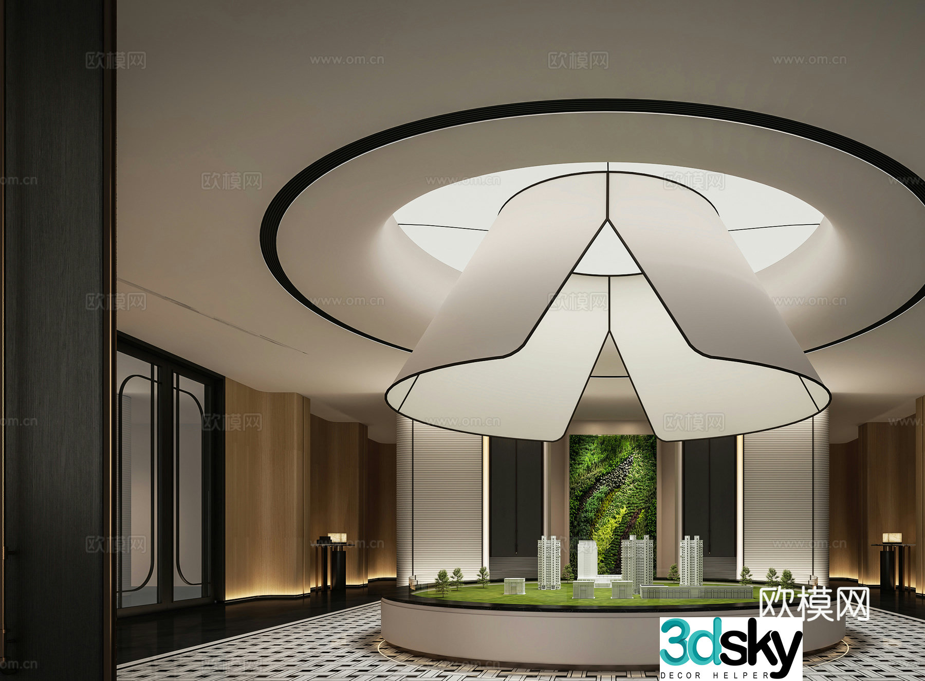 Modern sales office sand panel lobby 3D model
