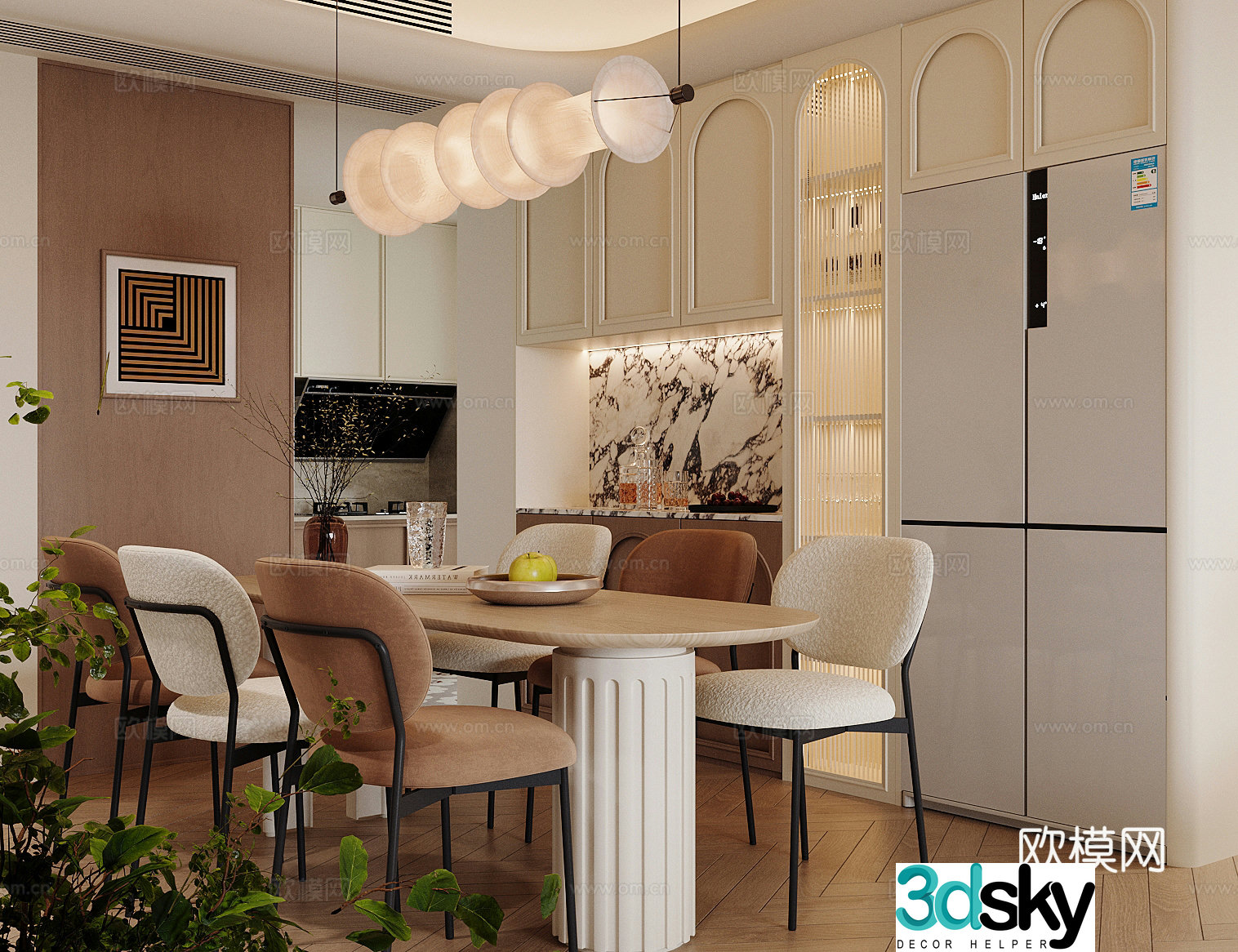 Medium vintage home restaurant Medium vintage restaurant Open restaurant Retro restaurant Dining table and chair 3D model