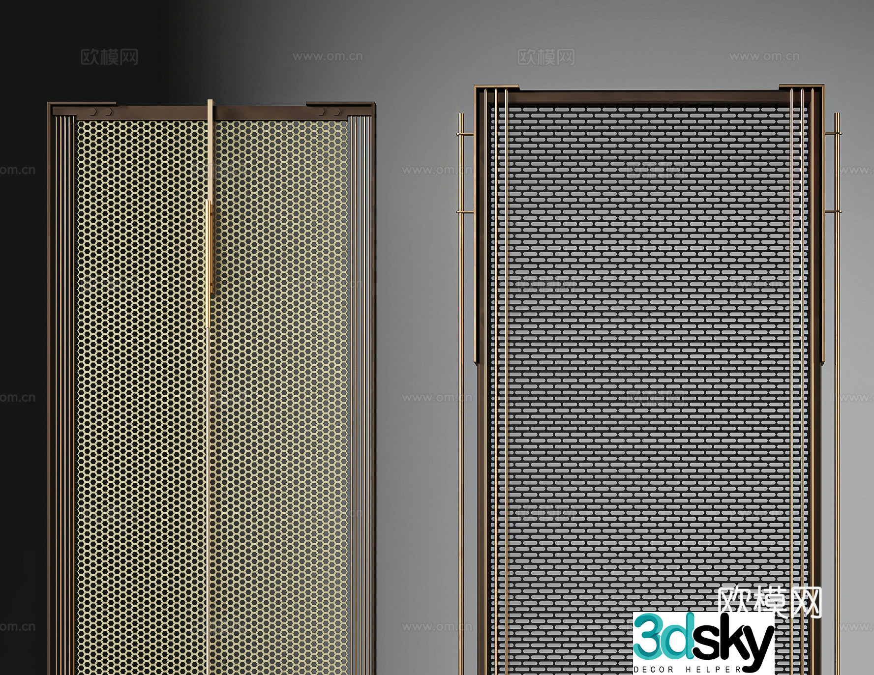 Modern metal screen partition 3d model