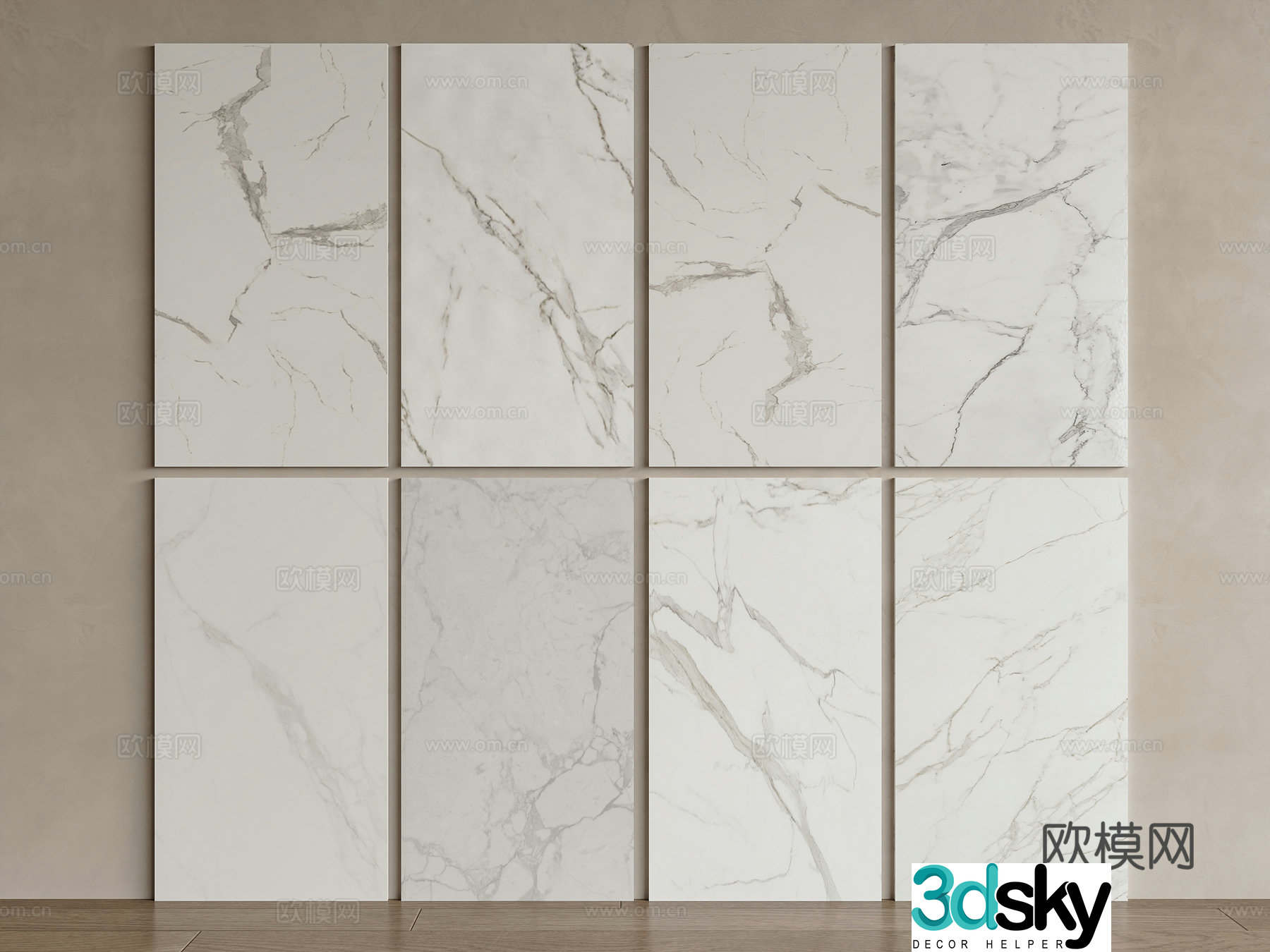 Modern Jazz White Marble Background Wall Marble Wallpaper White Stone Fish Belly White Marble 3D Model
