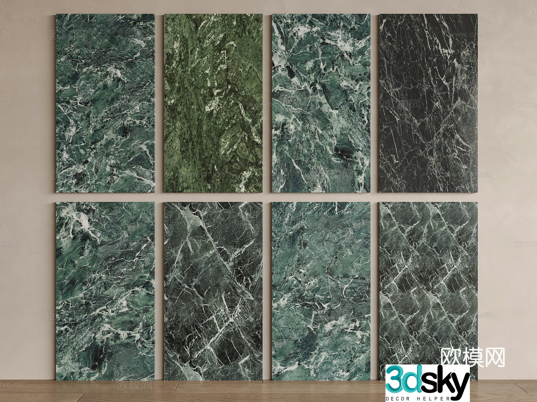 Modern green marble background wall emerald marble Prada green marble Emerald green 3d model