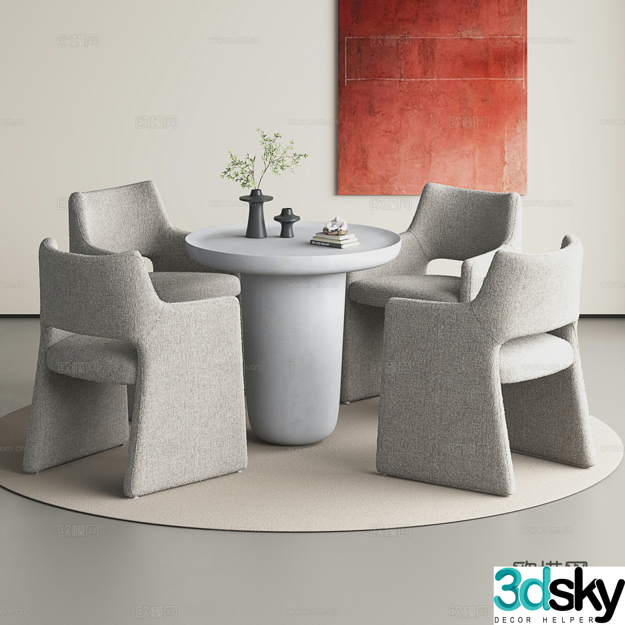 Modern negotiation tables and chairs coffee shop tables and chairs leisure tables and chairs combinations round tables 3D model
